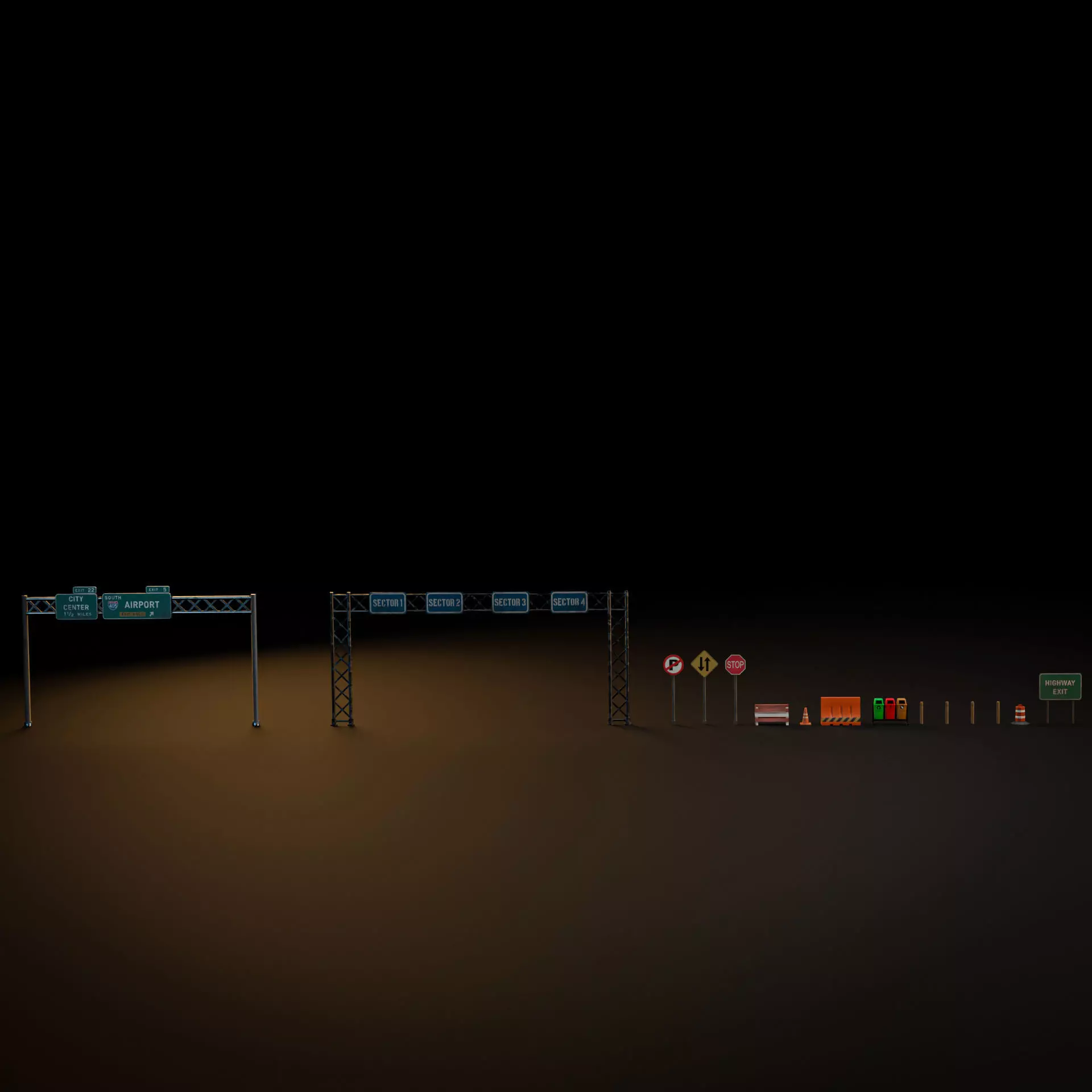 DYSTOPIAN BRUTALIST CITY SCENE Low-poly 3D model_39