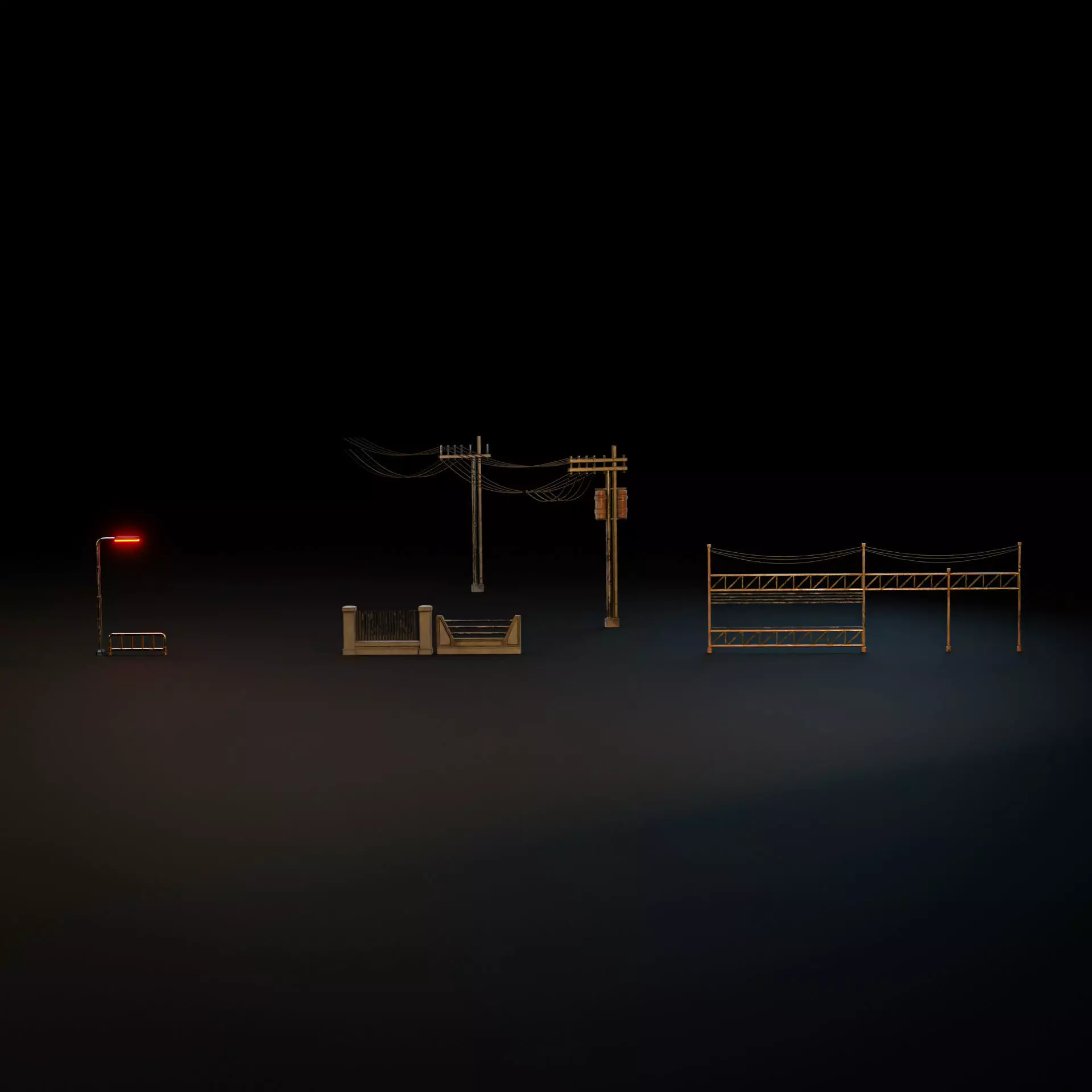 DYSTOPIAN BRUTALIST CITY SCENE Low-poly 3D model_40