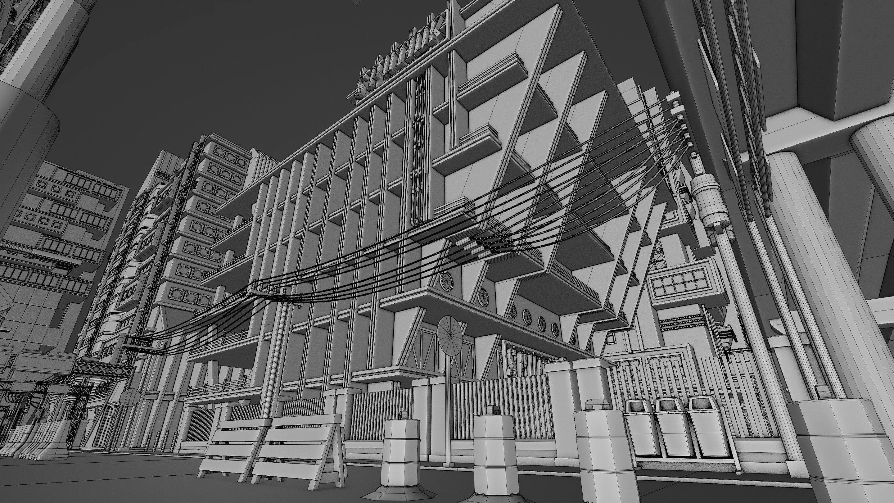 DYSTOPIAN BRUTALIST CITY SCENE Low-poly 3D model_60