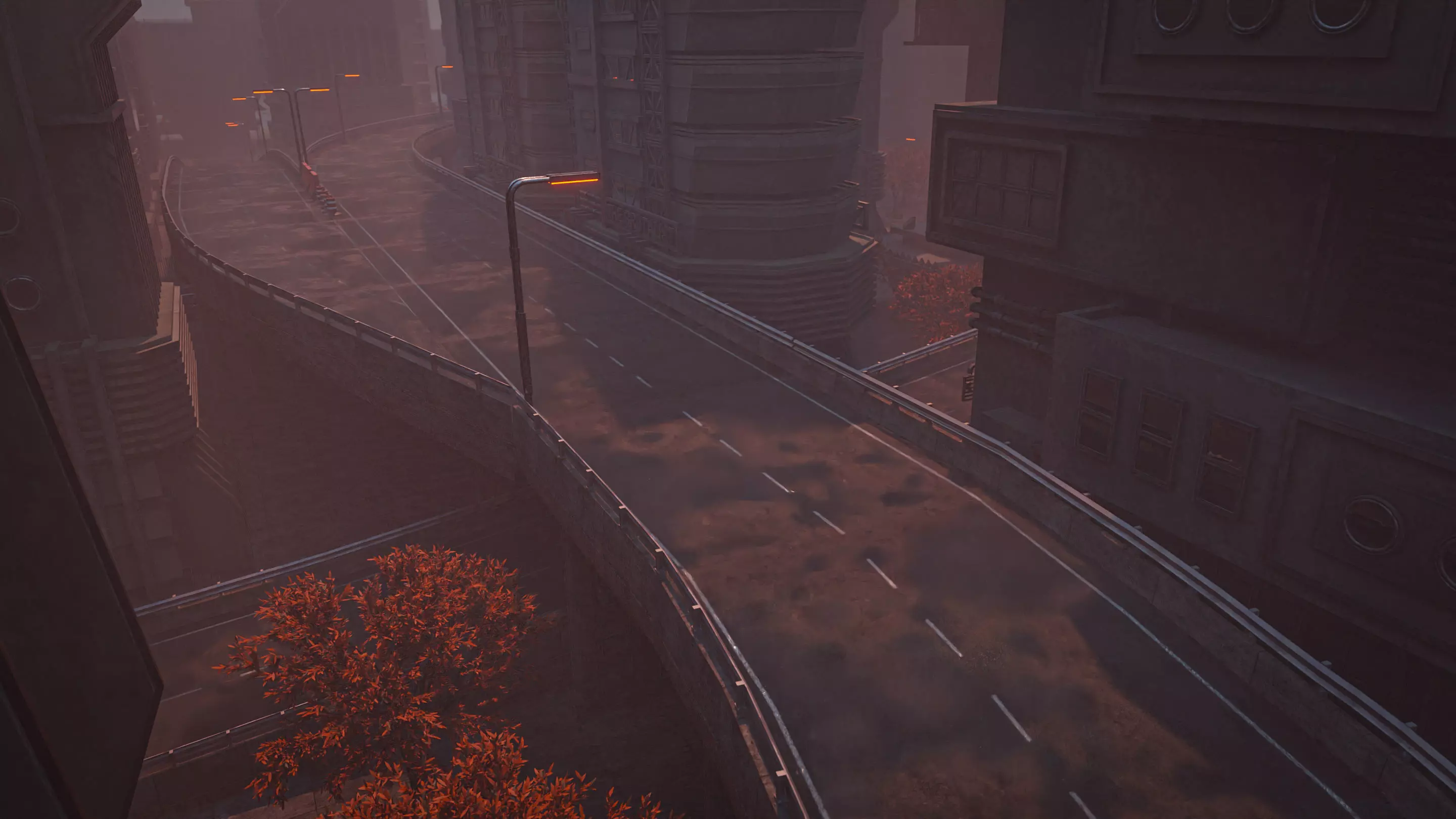 DYSTOPIAN BRUTALIST CITY SCENE Low-poly 3D model_4