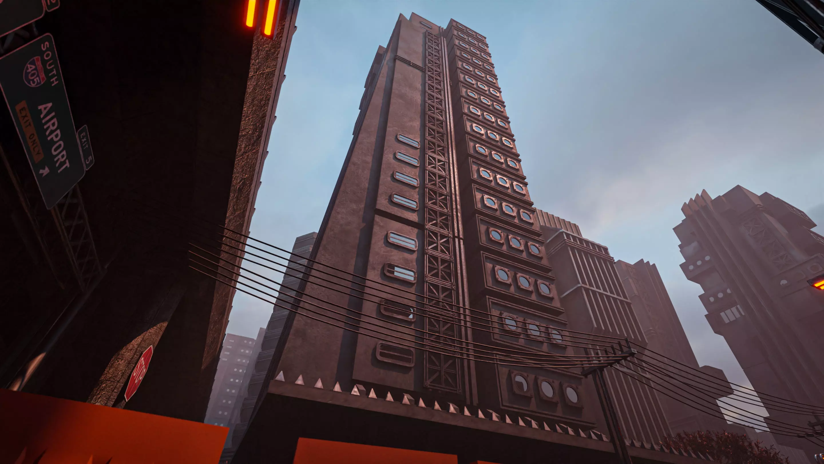 DYSTOPIAN BRUTALIST CITY SCENE Low-poly 3D model_13