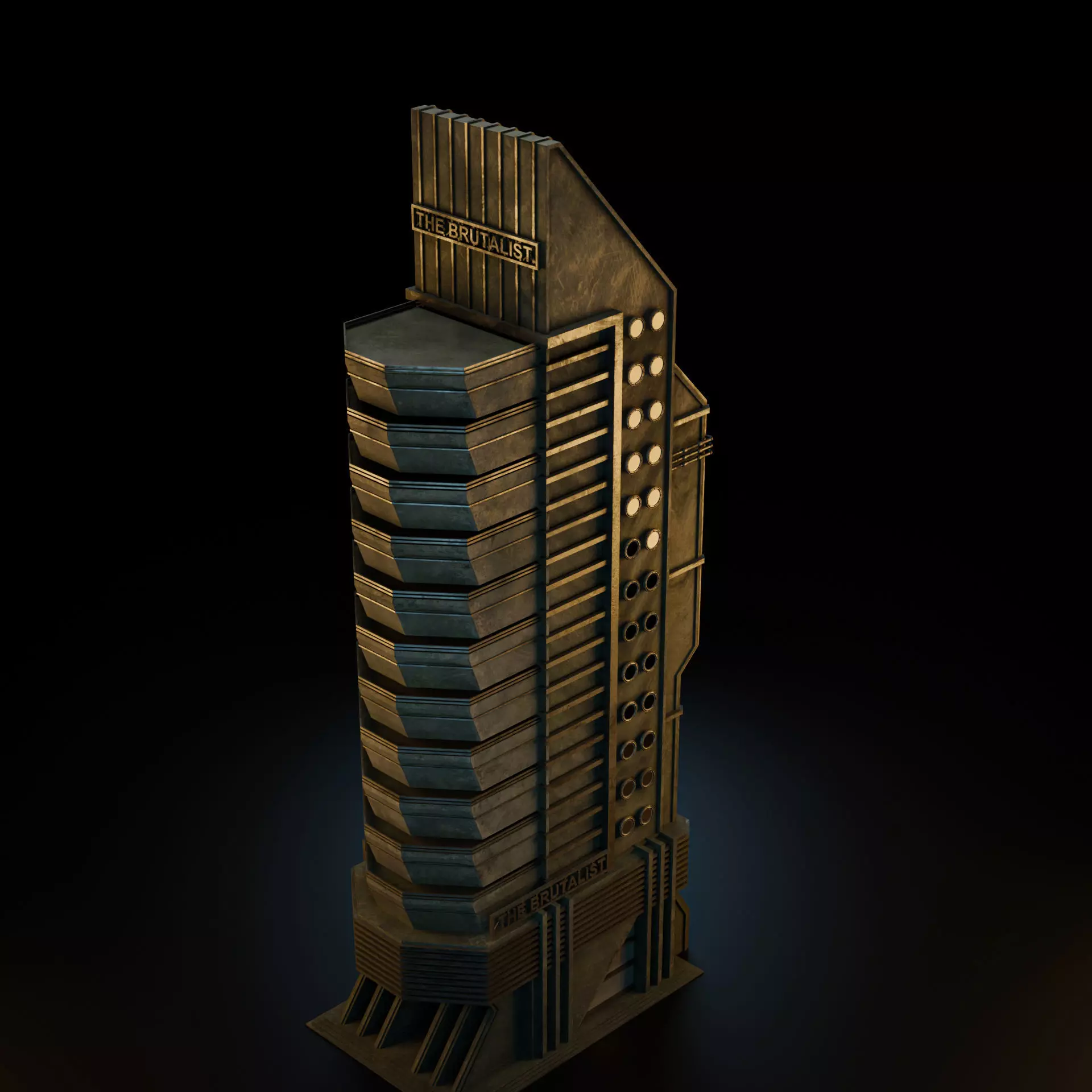 DYSTOPIAN BRUTALIST CITY SCENE Low-poly 3D model_24