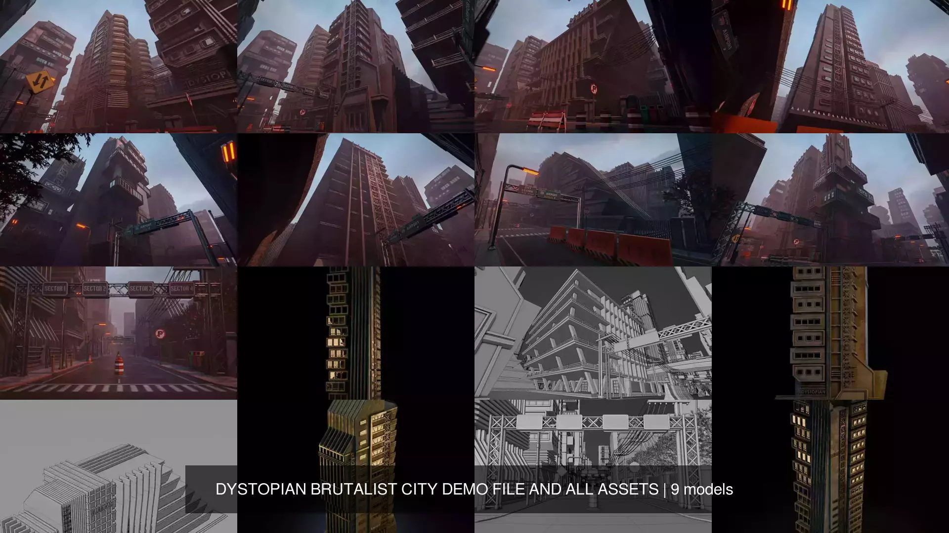 DYSTOPIAN BRUTALIST CITY DEMO FILE AND ALL ASSETS 3D Model Collection_0