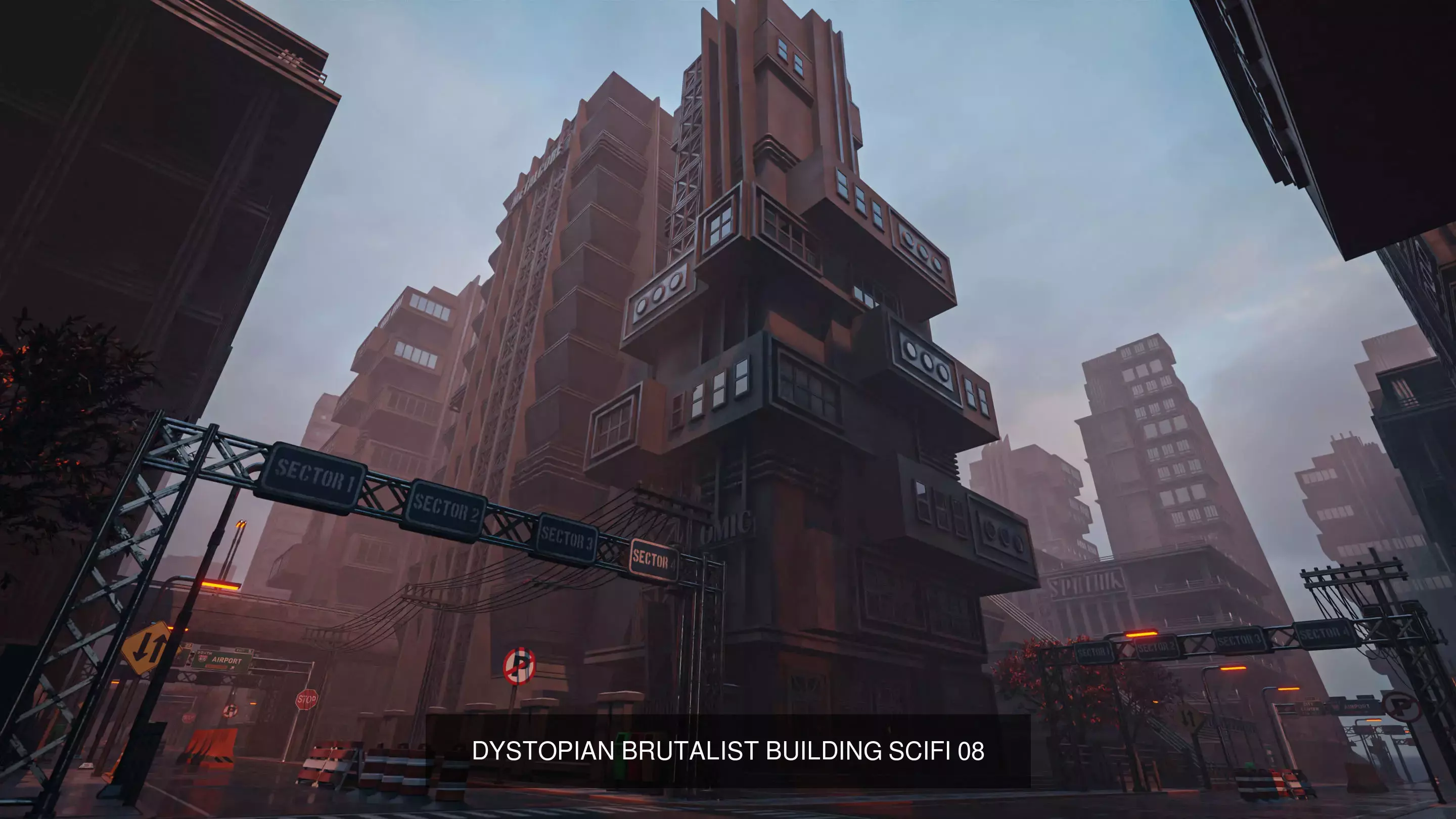 DYSTOPIAN BRUTALIST CITY DEMO FILE AND ALL ASSETS 3D Model Collection_8