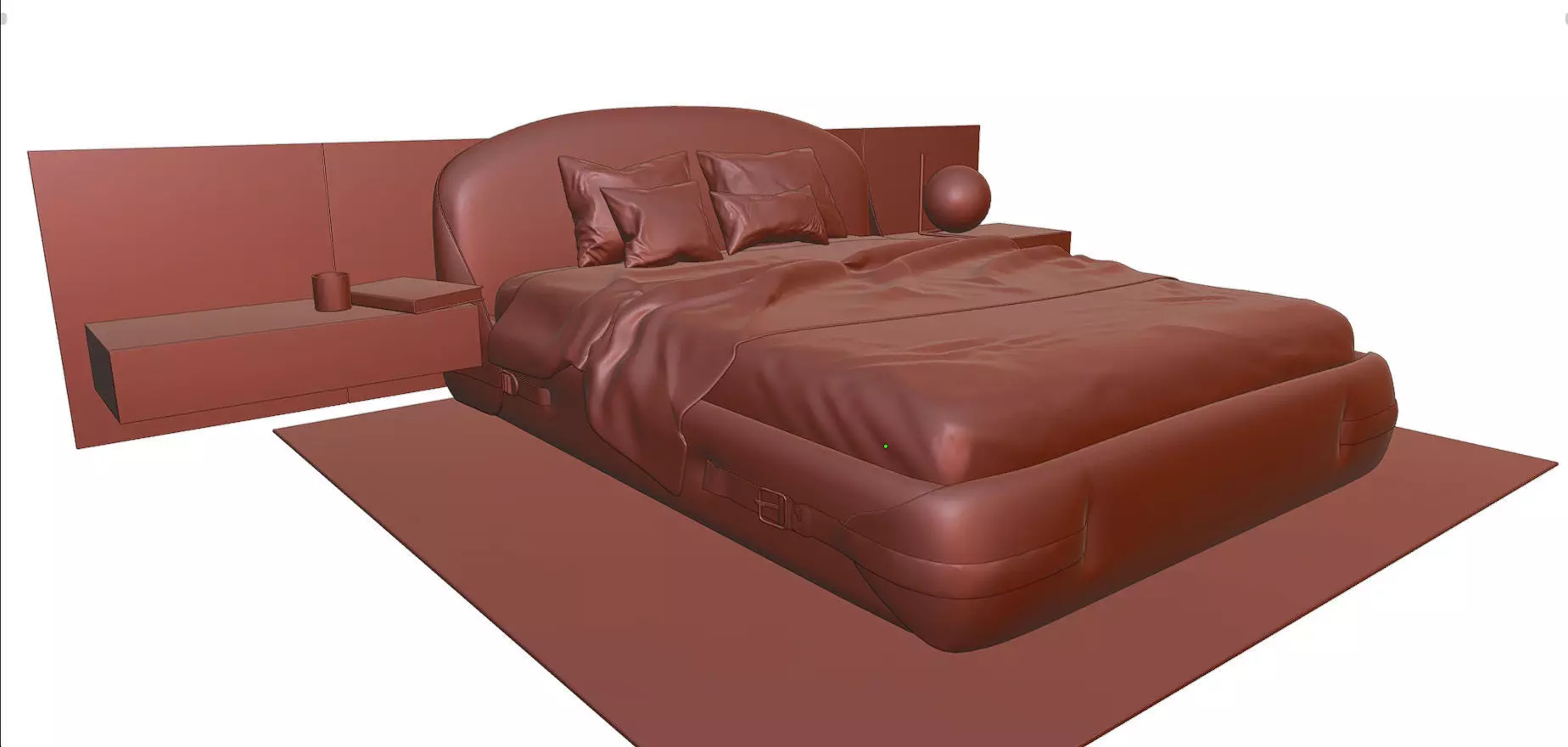 Bedroom furniture Low-poly 3D model_6