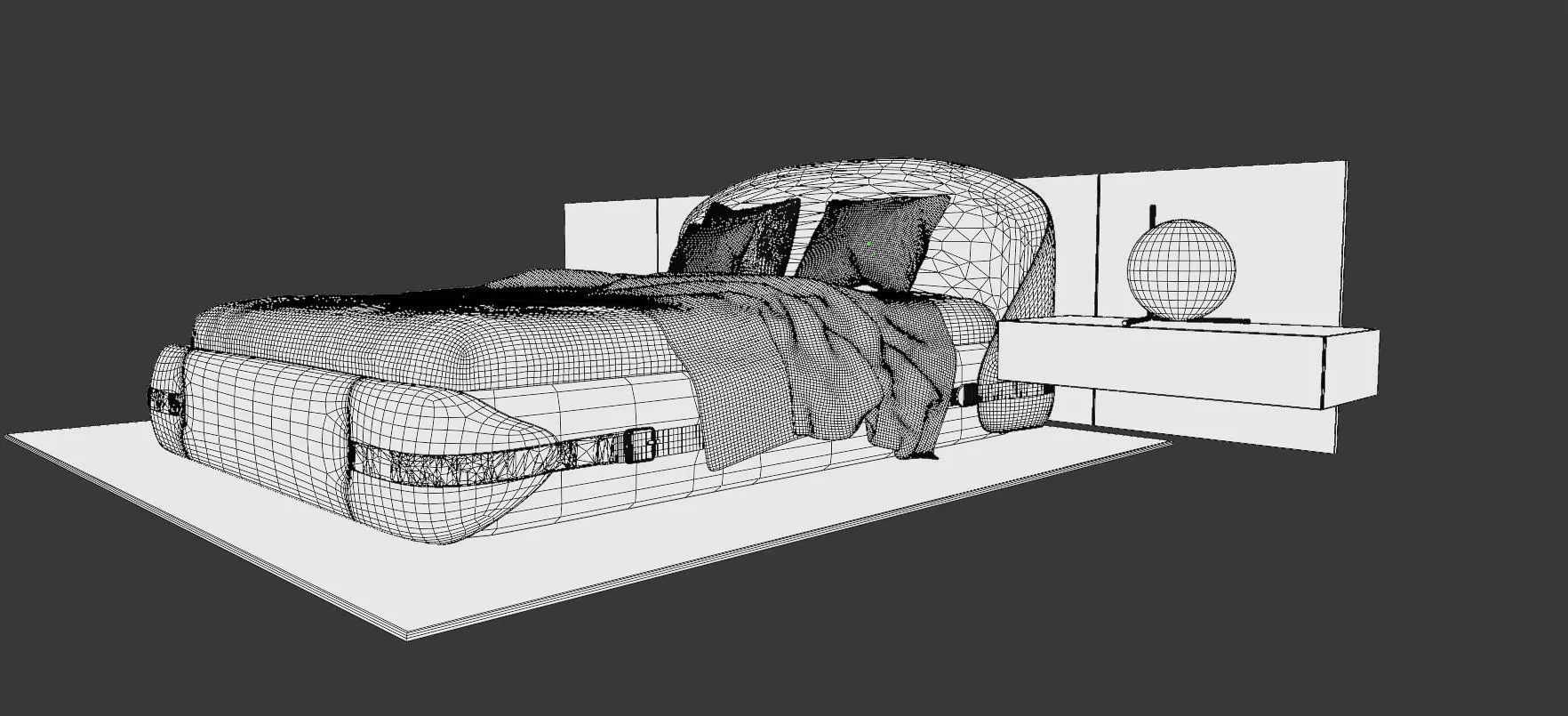 Bedroom furniture Low-poly 3D model_11