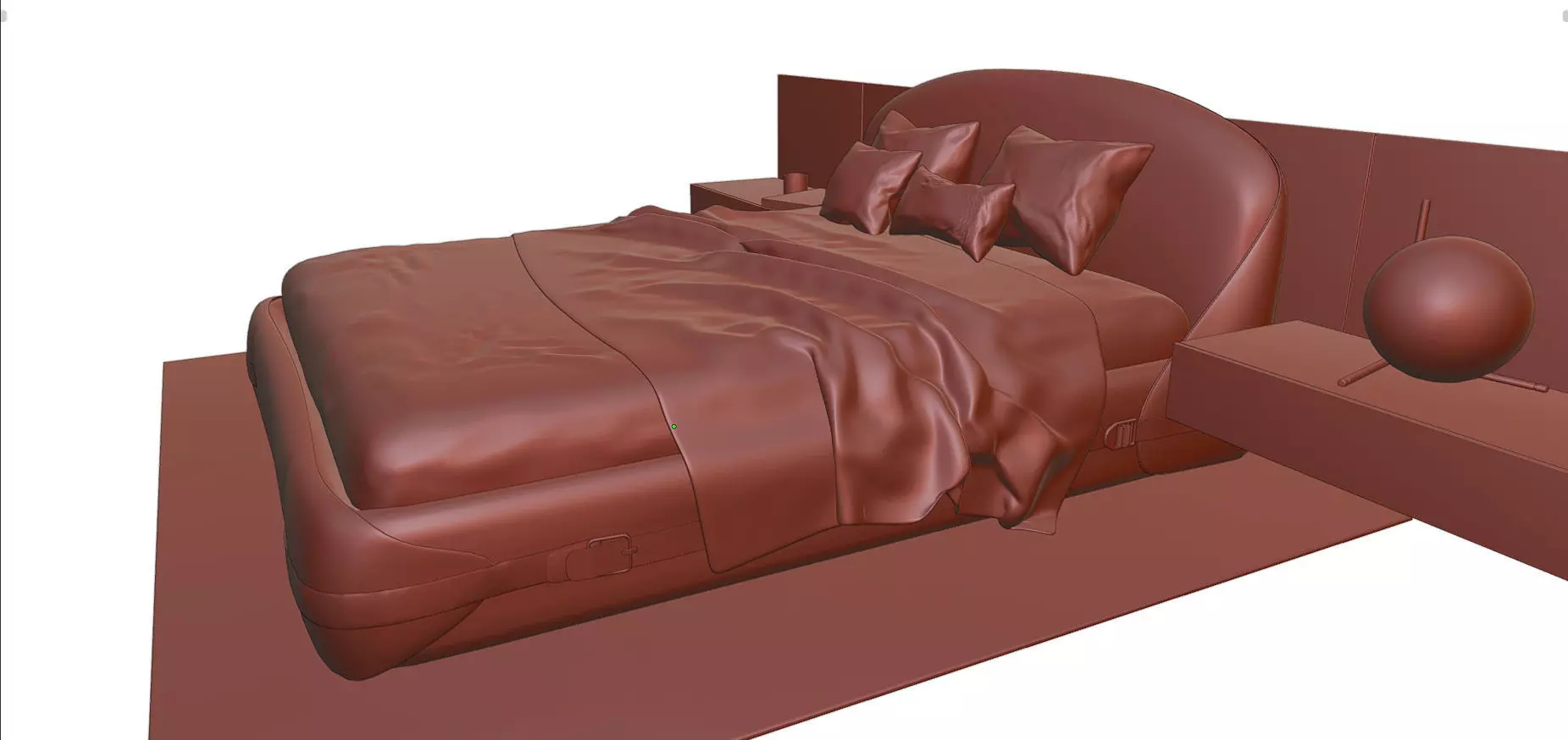 Bedroom furniture Low-poly 3D model_7