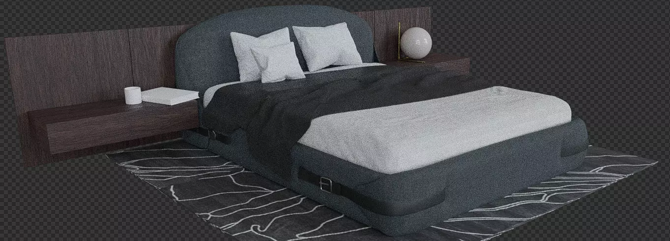 Bedroom furniture Low-poly 3D model_3