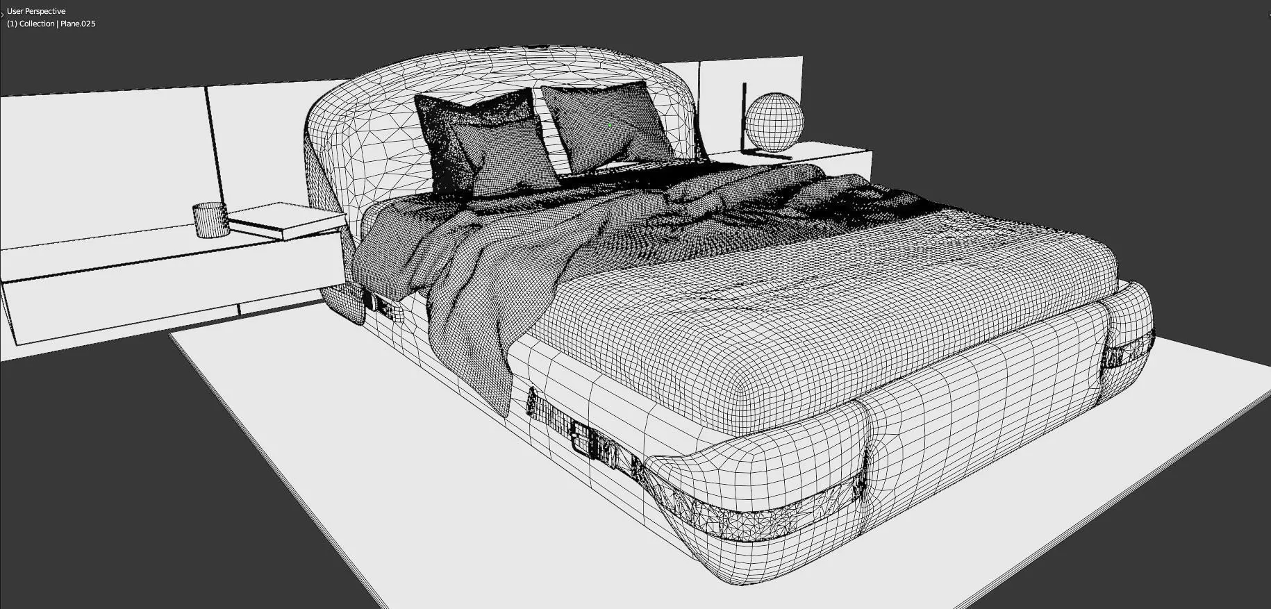 Bedroom furniture Low-poly 3D model_12