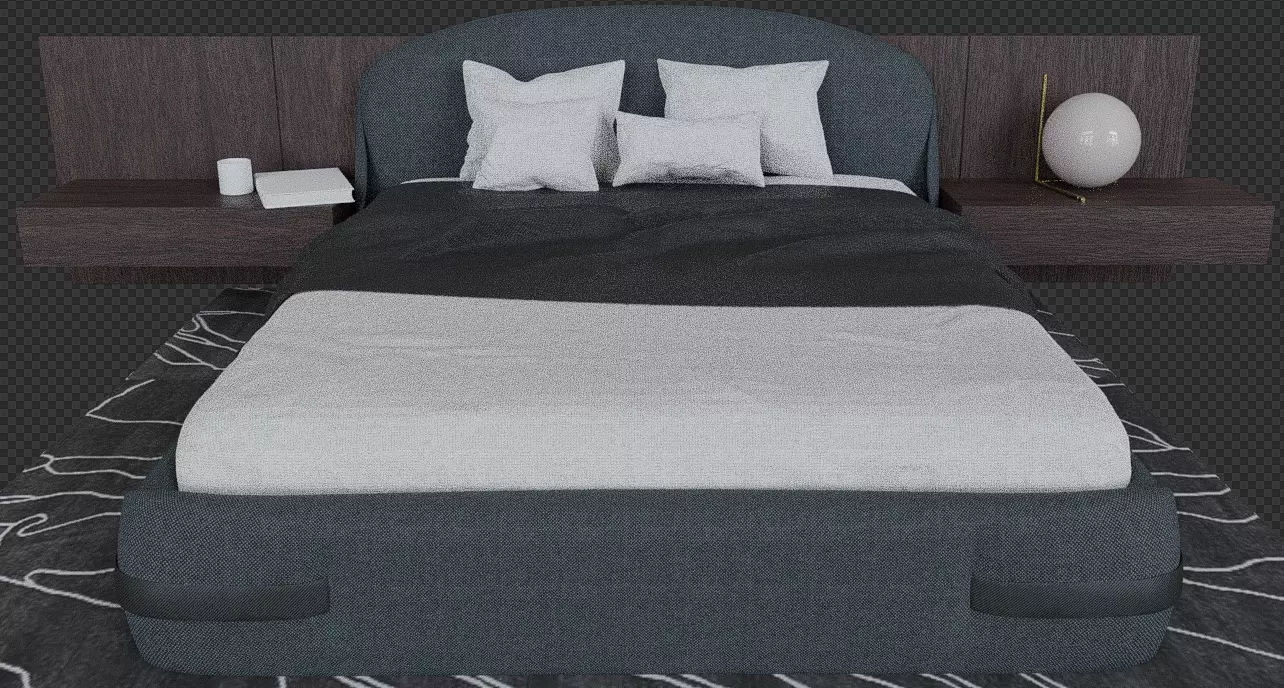 Bedroom furniture Low-poly 3D model_4