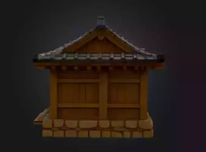 Traditional Wooden Hanok House Low-poly 3D model 3