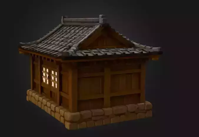 Traditional Wooden Hanok House Low-poly 3D model 6