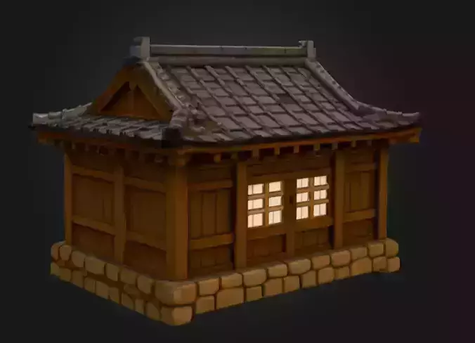 Traditional Wooden Hanok House Low-poly 3D model 4