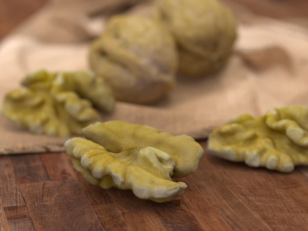 Walnut - Closed and Peeled half 3D model_1