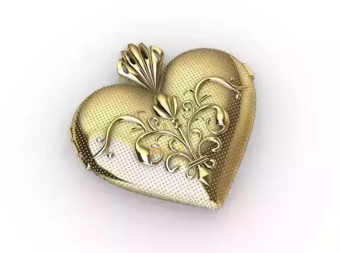 Ornamental Heart Pendant - Vintage Jewelry 3D Model