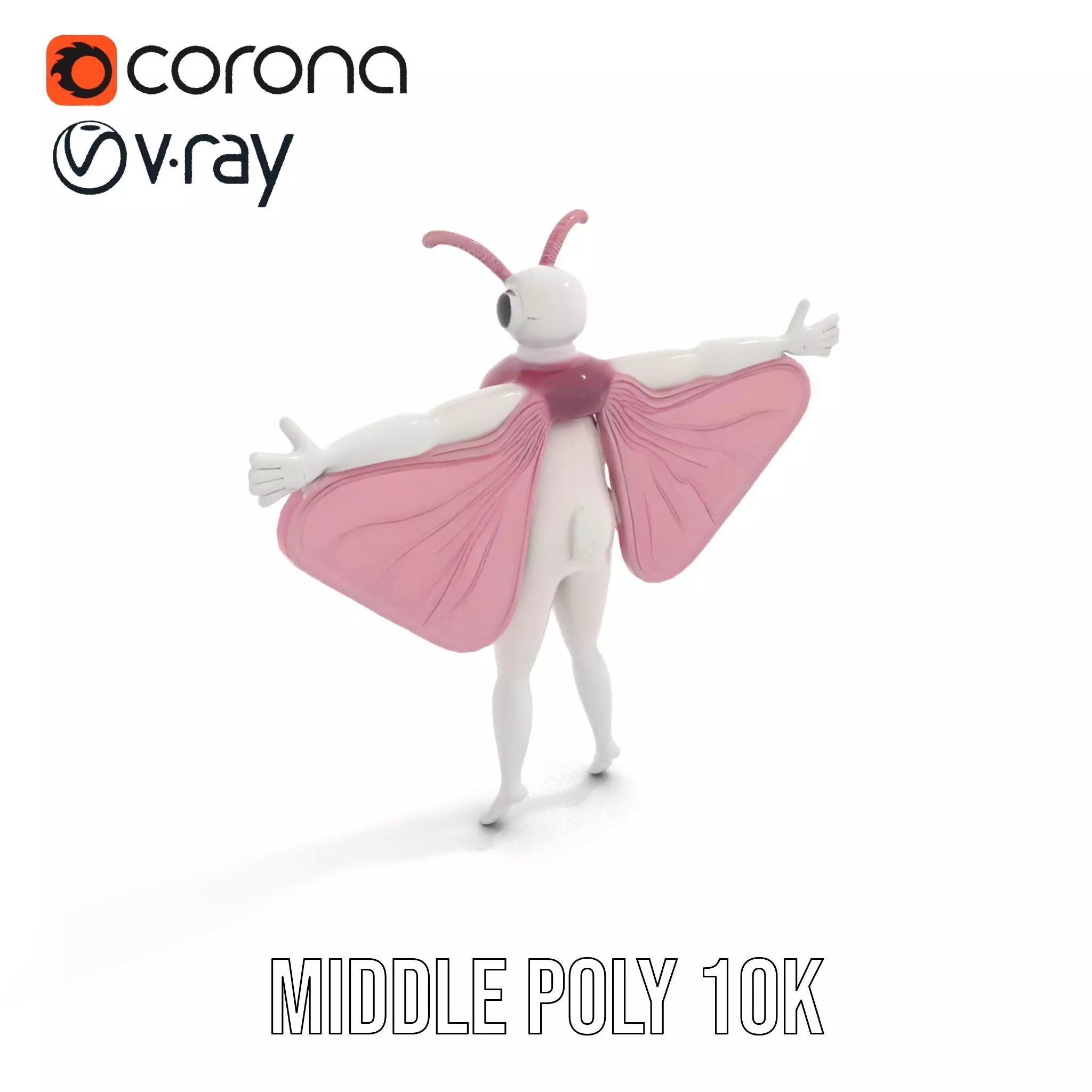 Pink Moth Creature model pack Low-poly 3D model_16