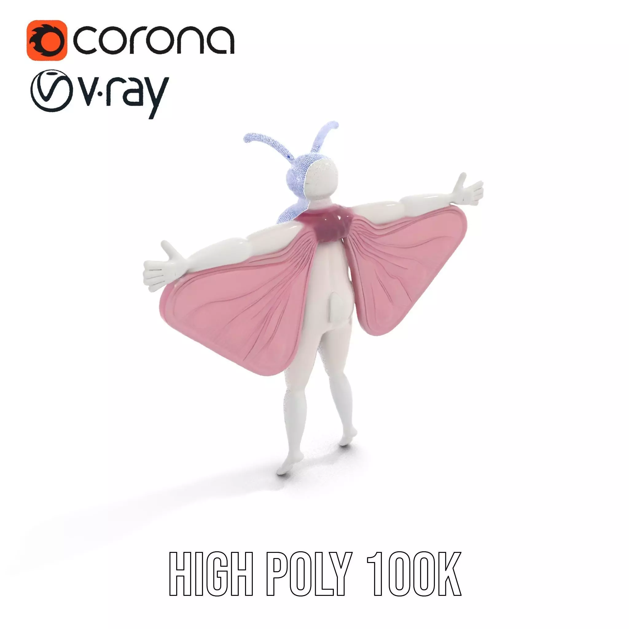 Pink Moth Creature model pack Low-poly 3D model_33