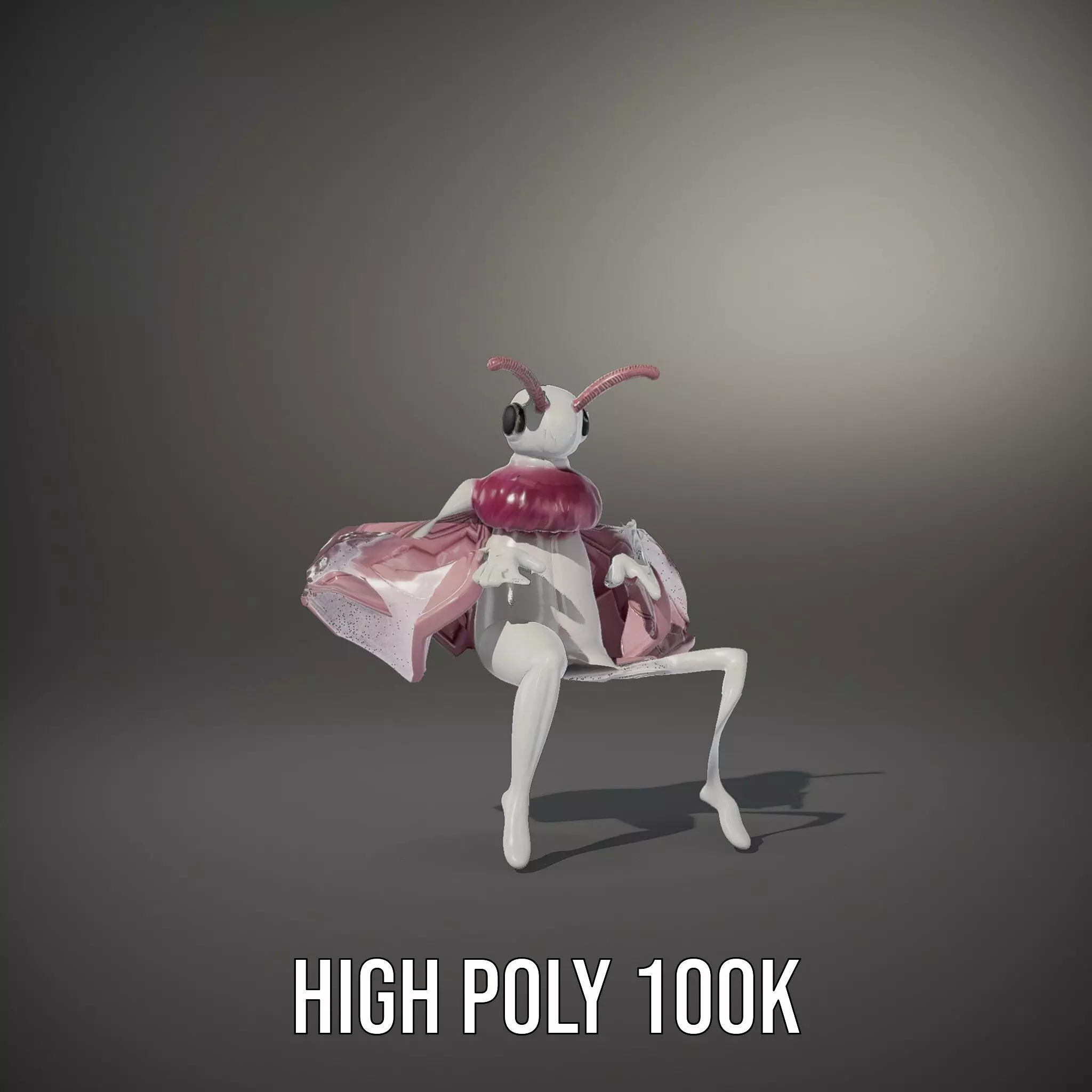 Pink Moth Creature model pack Low-poly 3D model_10