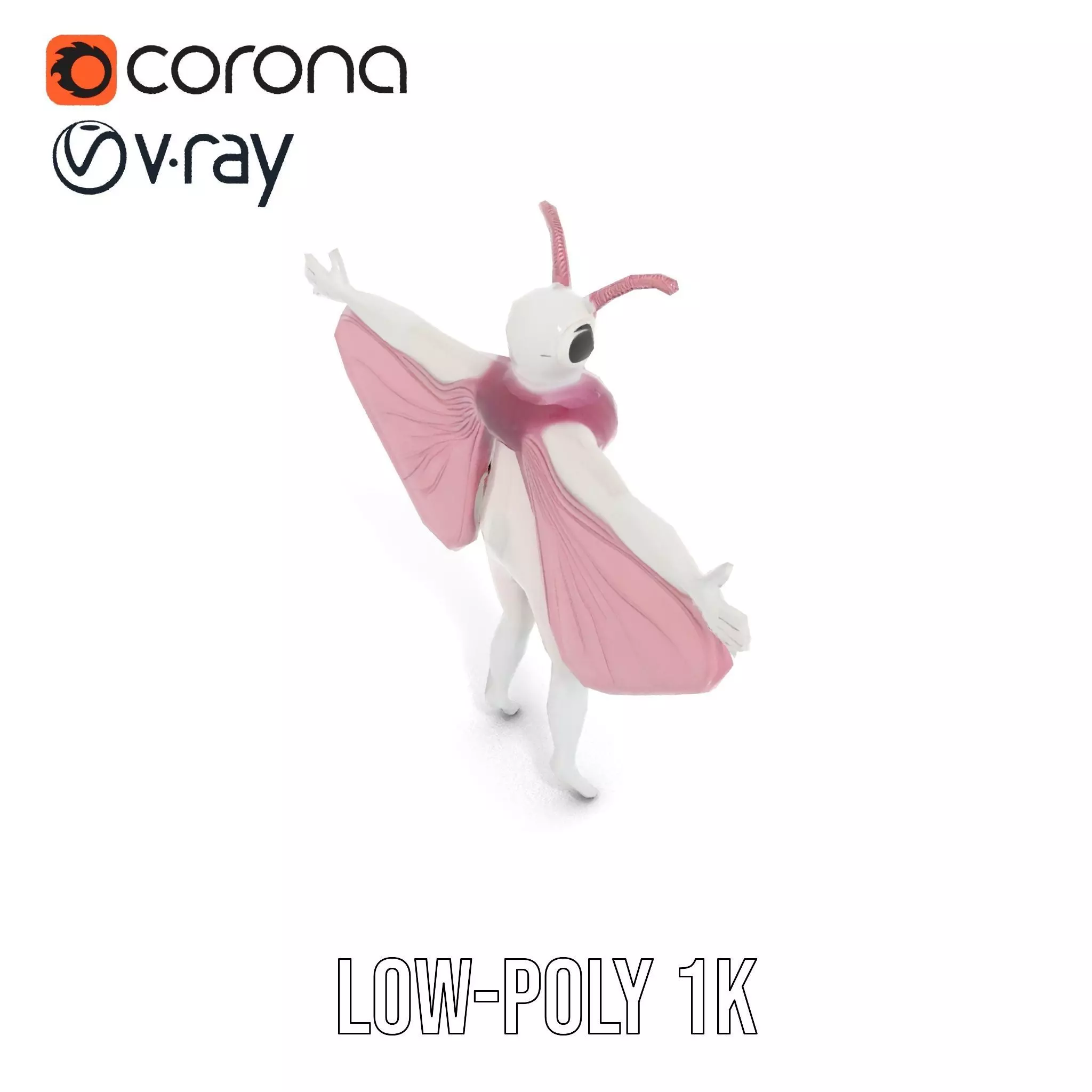 Pink Moth Creature model pack Low-poly 3D model_9