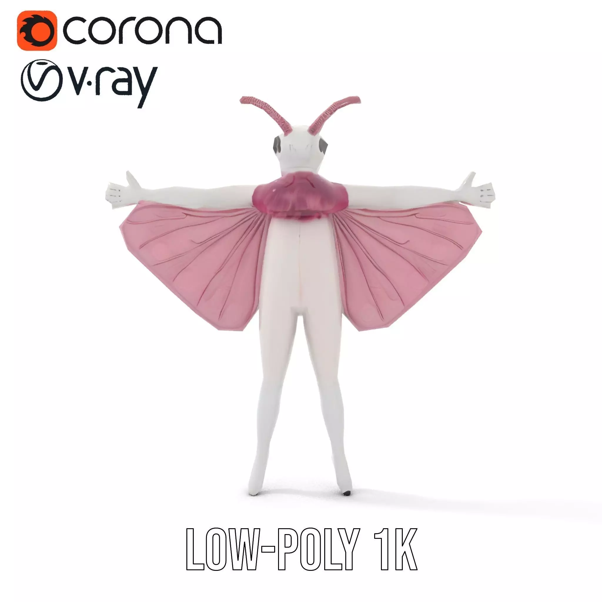 Pink Moth Creature model pack Low-poly 3D model_22