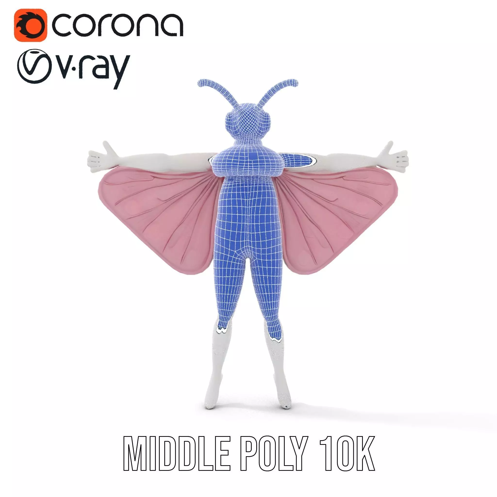 Pink Moth Creature model pack Low-poly 3D model_21