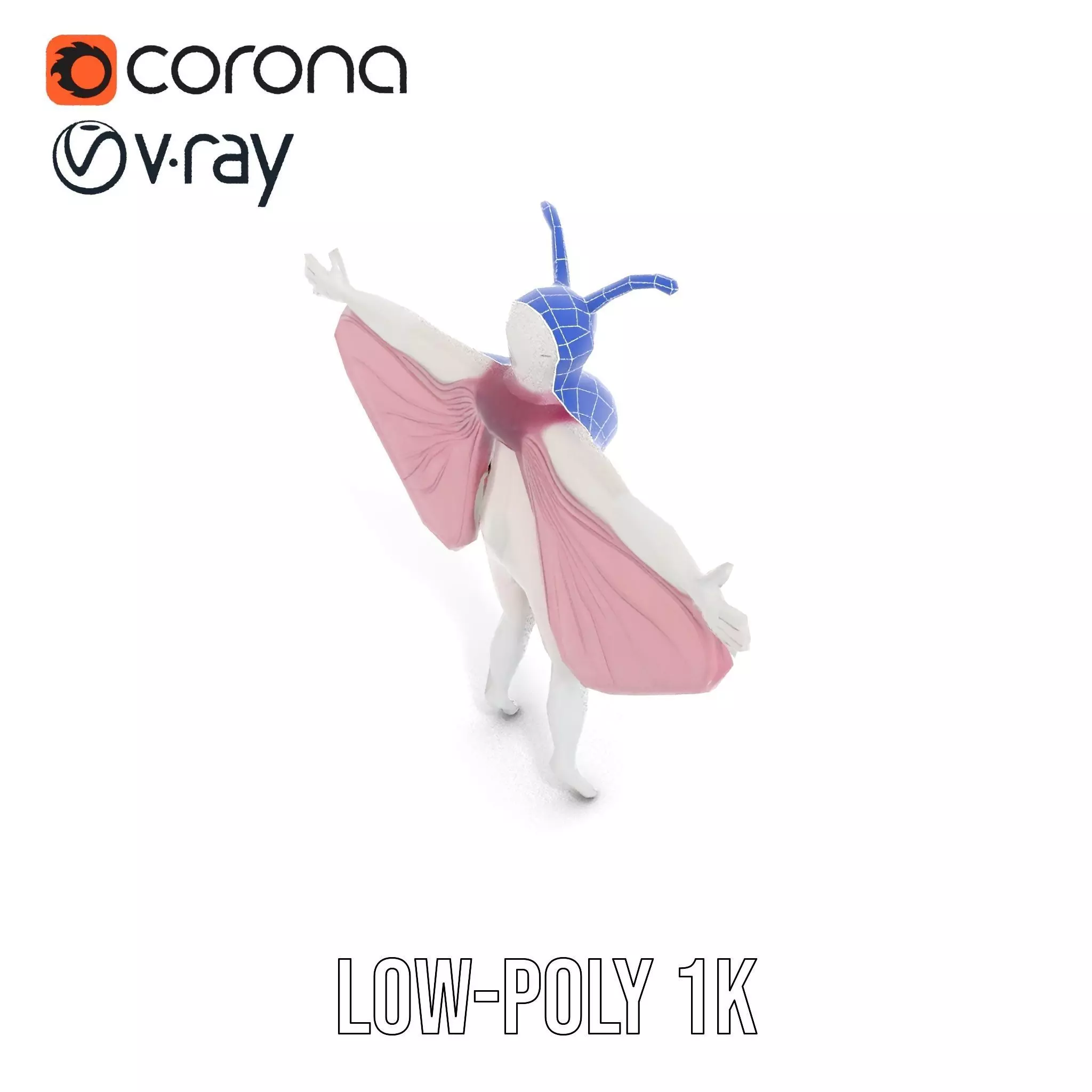 Pink Moth Creature model pack Low-poly 3D model_25