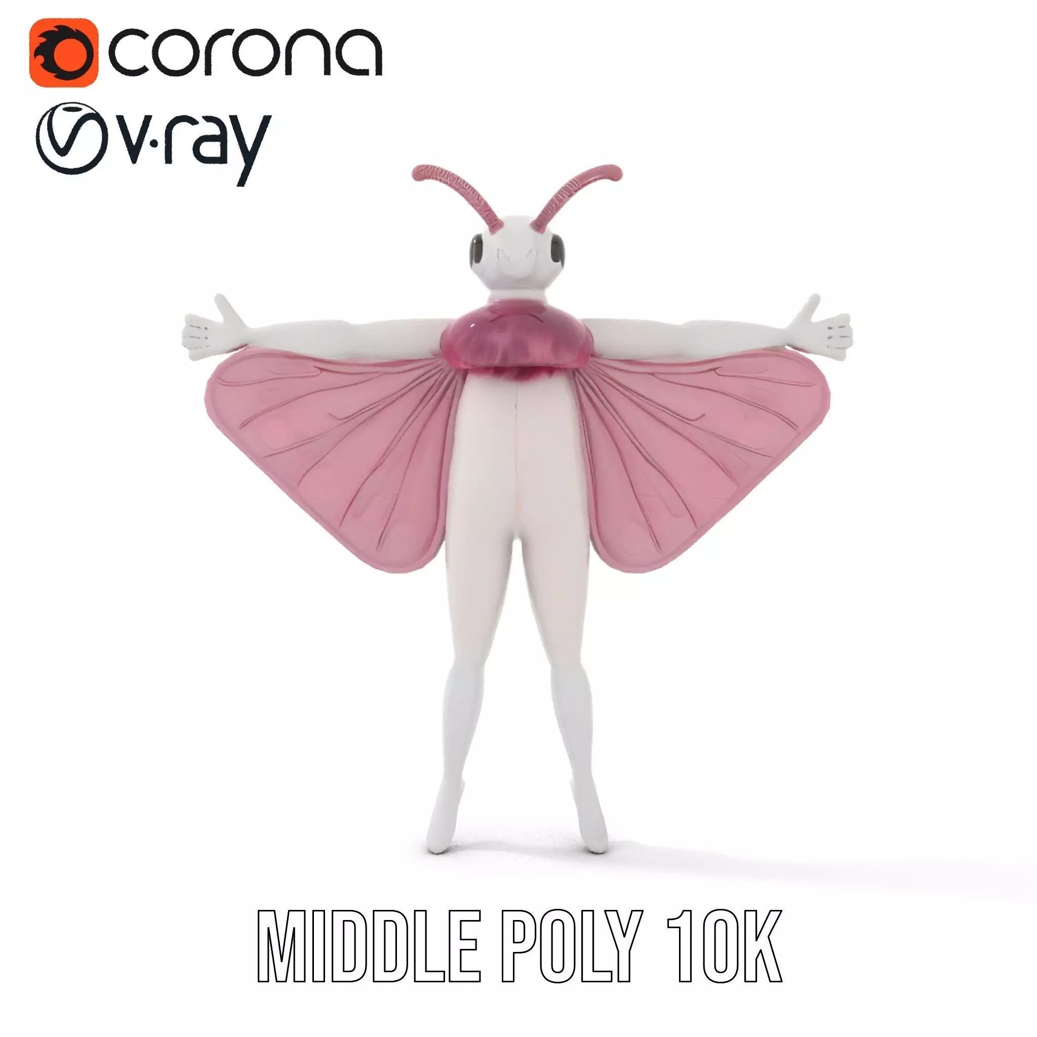 Pink Moth Creature model pack Low-poly 3D model_13