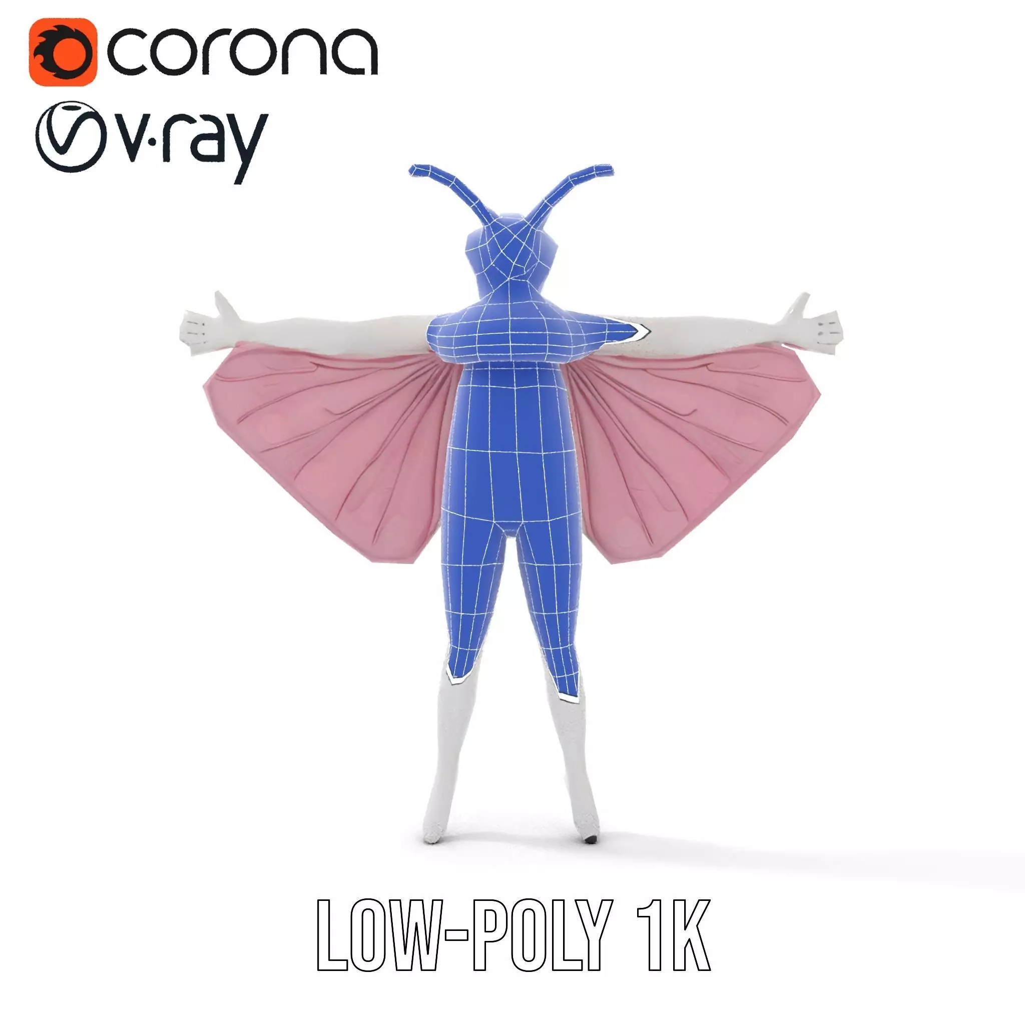 Pink Moth Creature model pack Low-poly 3D model_30