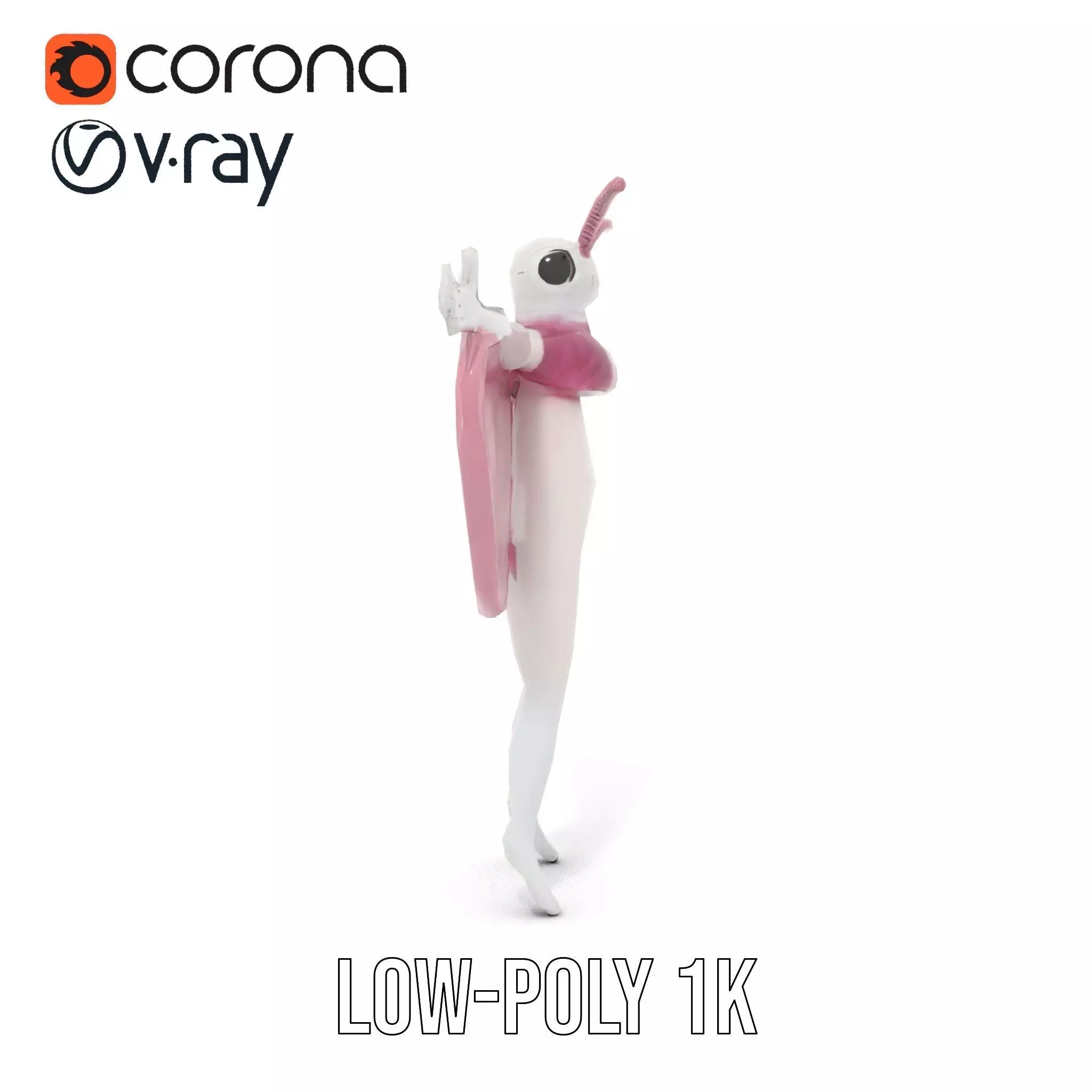 Pink Moth Creature model pack Low-poly 3D model_7