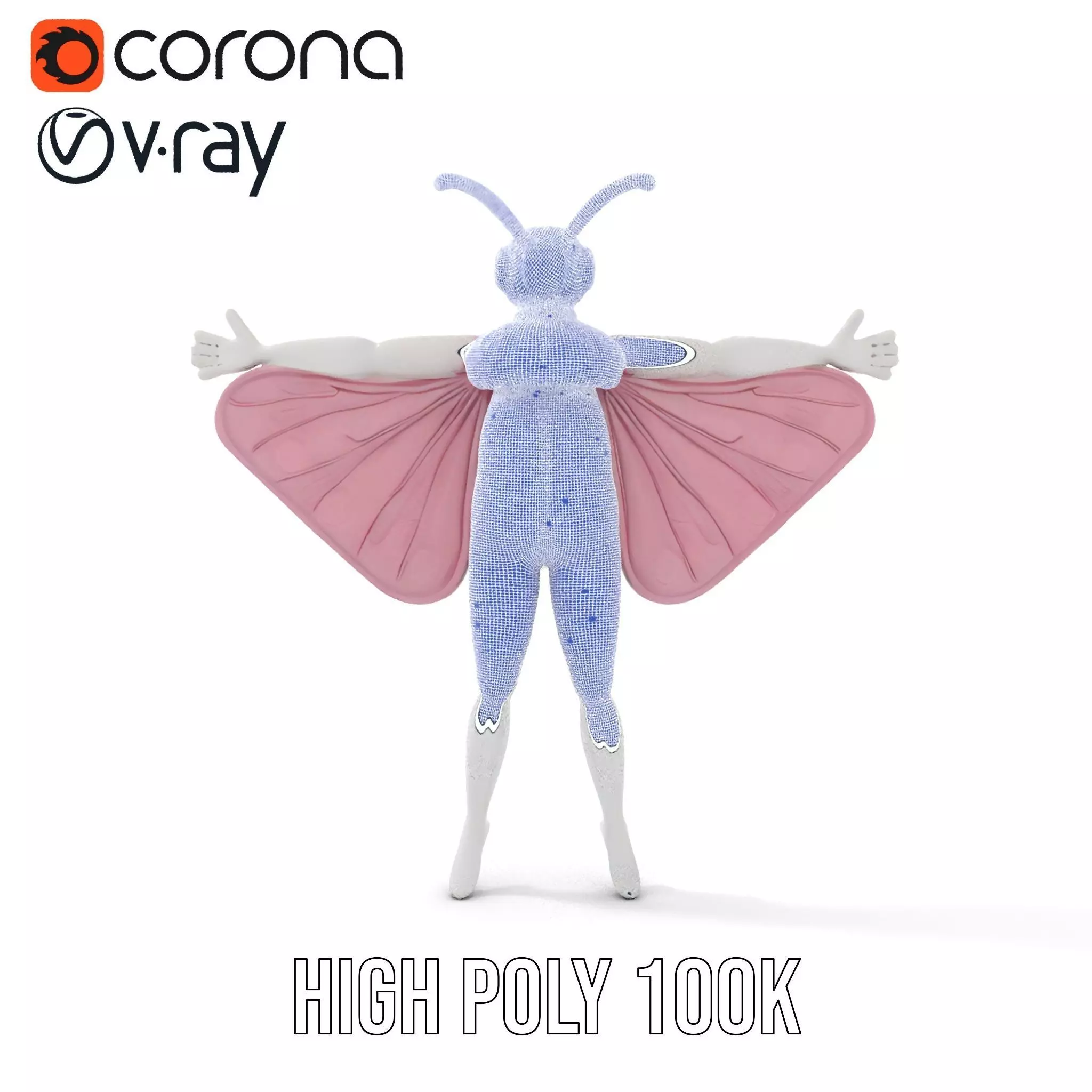 Pink Moth Creature model pack Low-poly 3D model_34