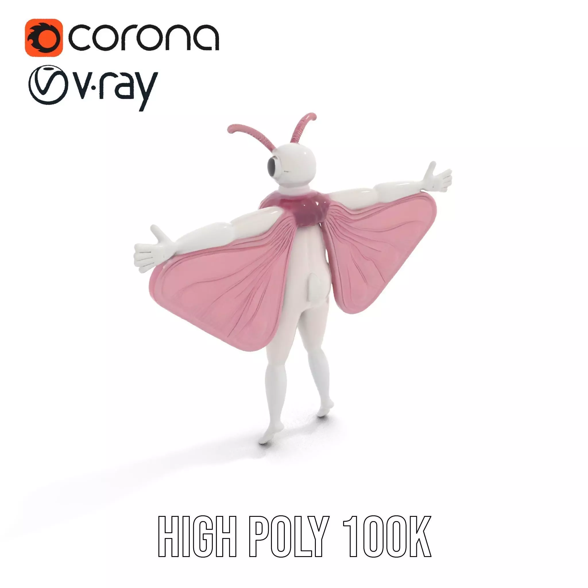 Pink Moth Creature model pack Low-poly 3D model_20