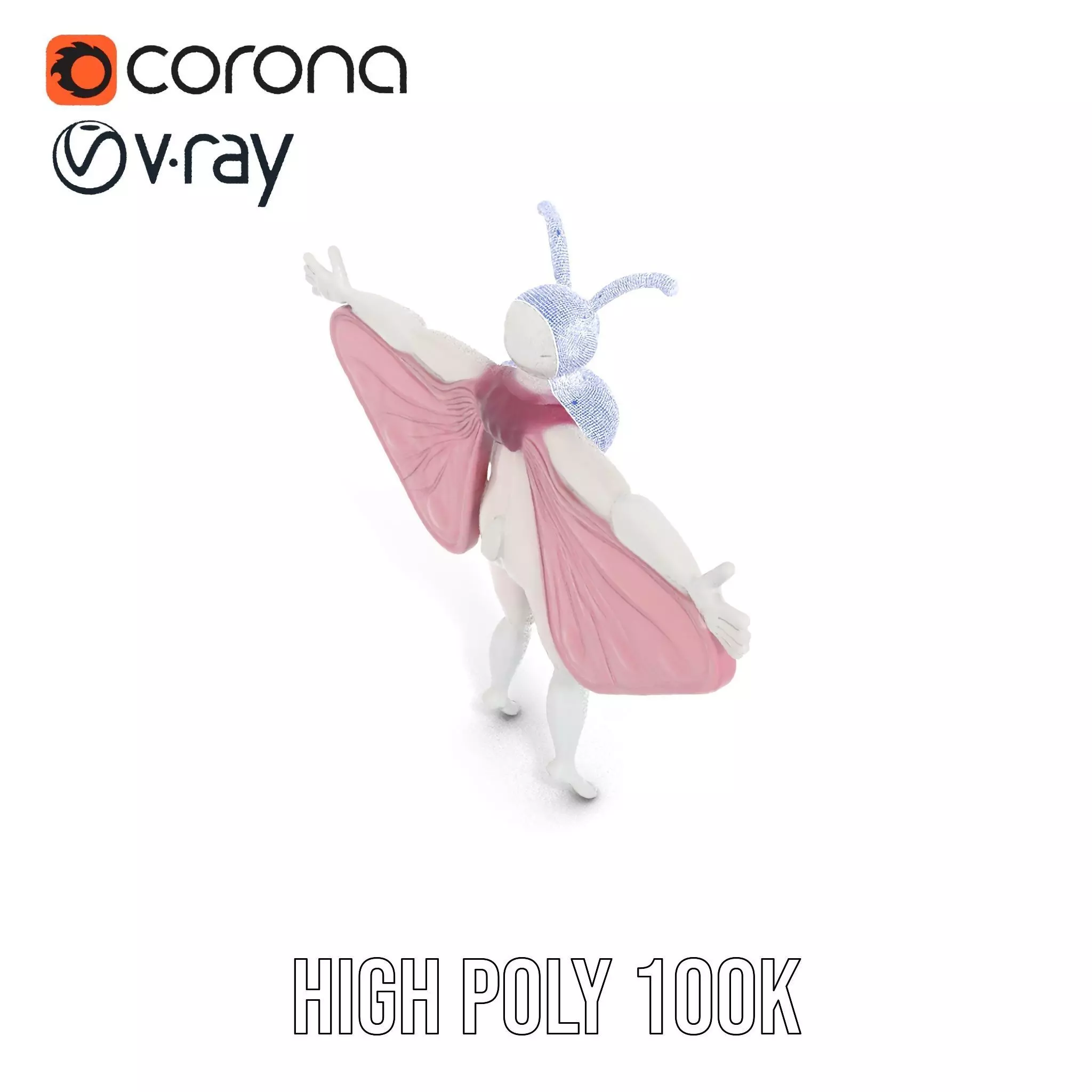 Pink Moth Creature model pack Low-poly 3D model_31