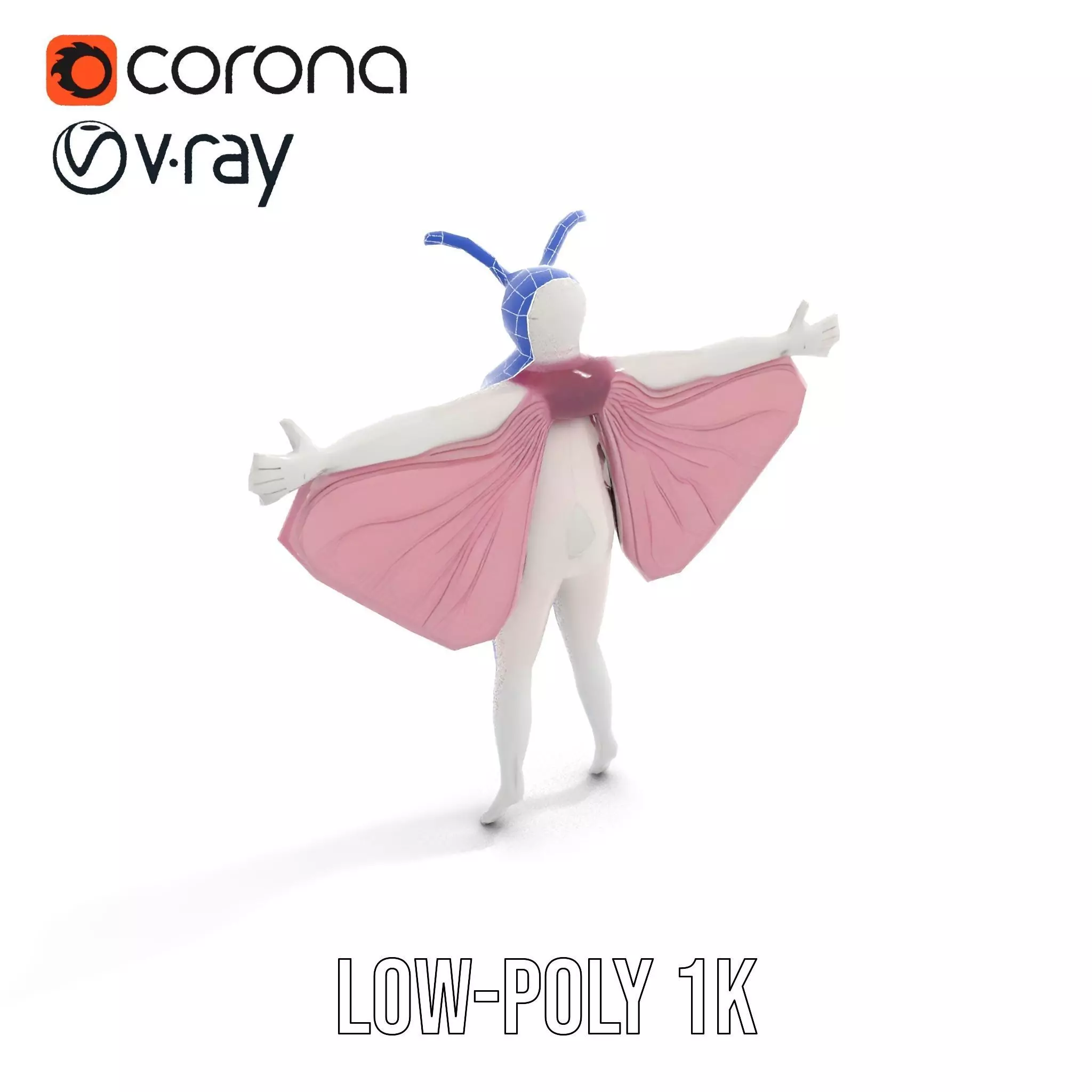 Pink Moth Creature model pack Low-poly 3D model_19