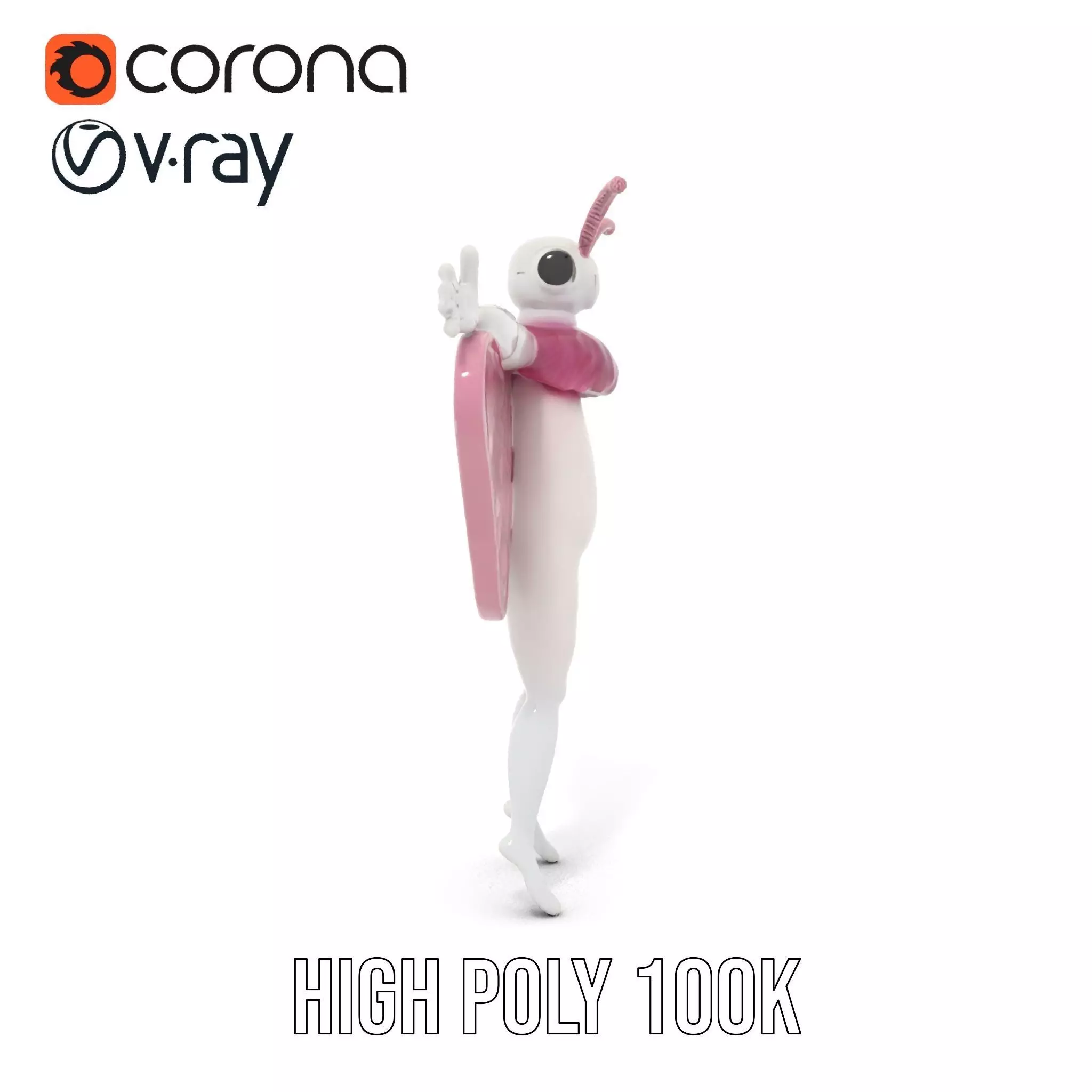 Pink Moth Creature model pack Low-poly 3D model_23