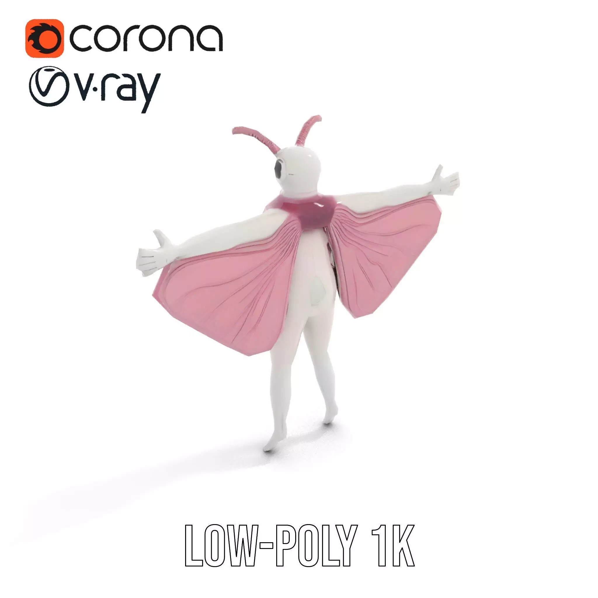 Pink Moth Creature model pack Low-poly 3D model_14