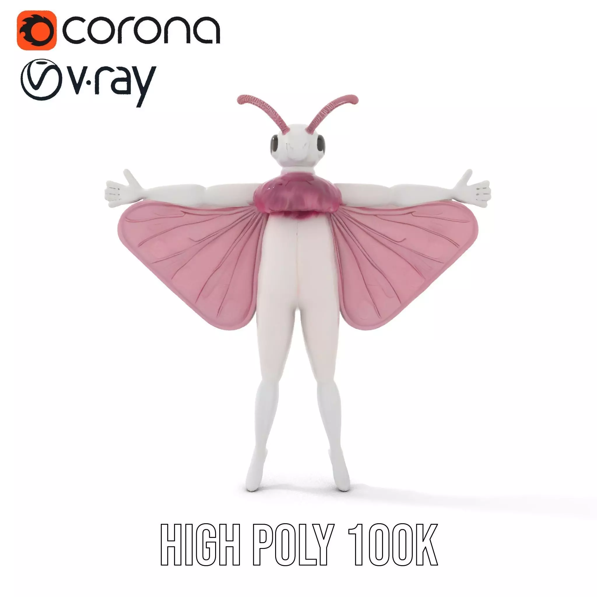Pink Moth Creature model pack Low-poly 3D model_26
