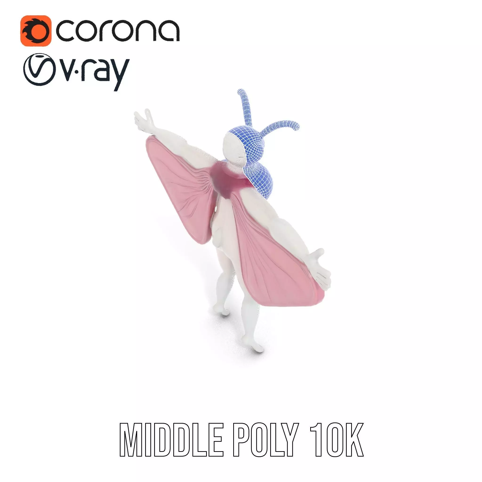 Pink Moth Creature model pack Low-poly 3D model_29