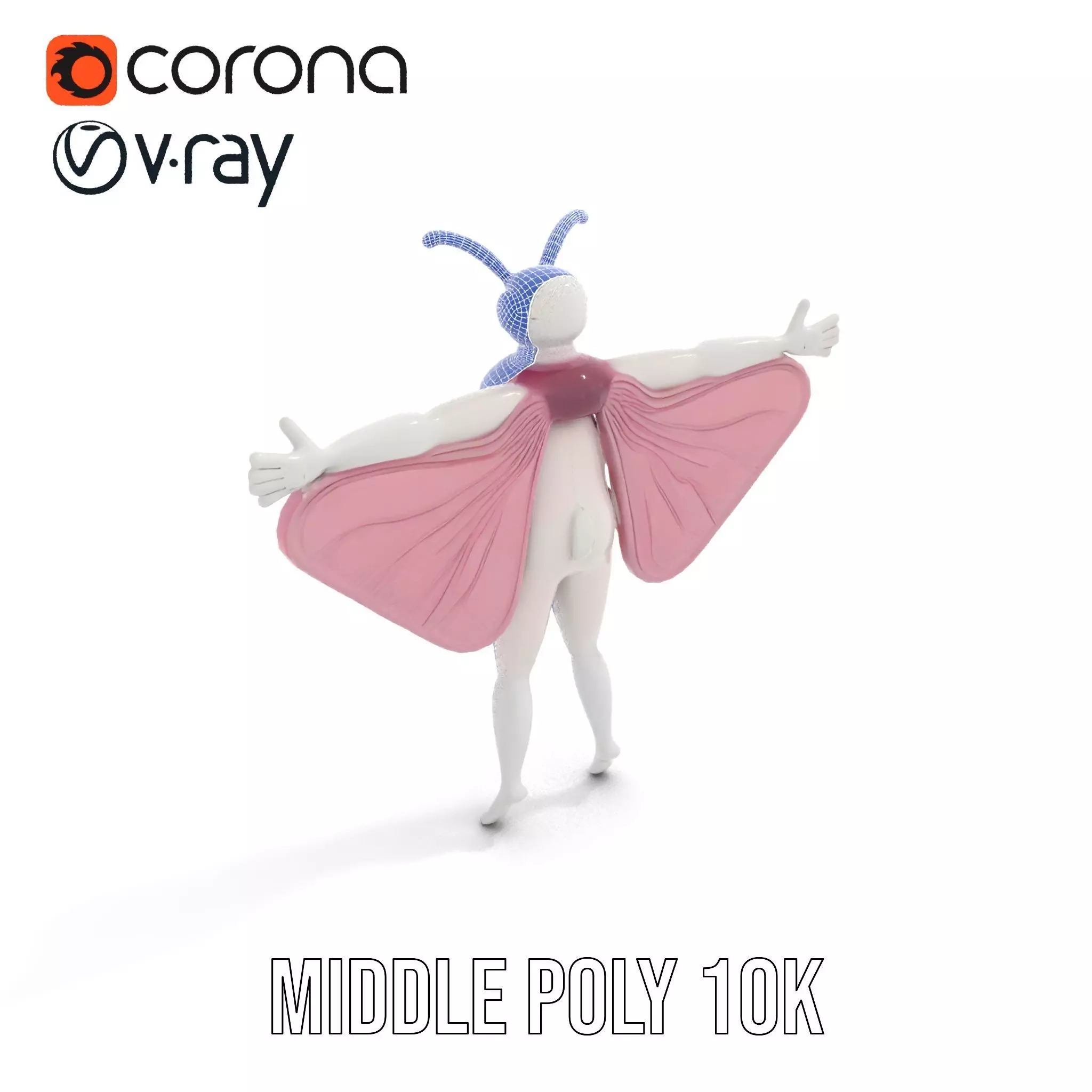 Pink Moth Creature model pack Low-poly 3D model_27