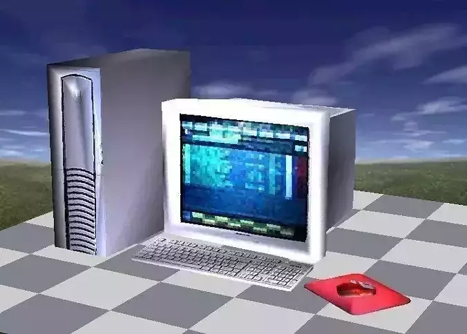 PC desktop computer low-poly Low-poly 3D model