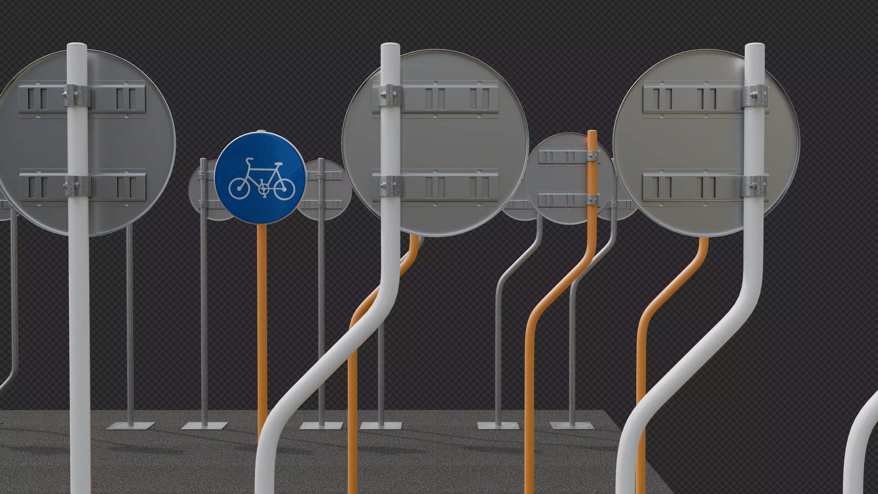 Tokyo Road Sign Cycle Low-poly 3D model_26