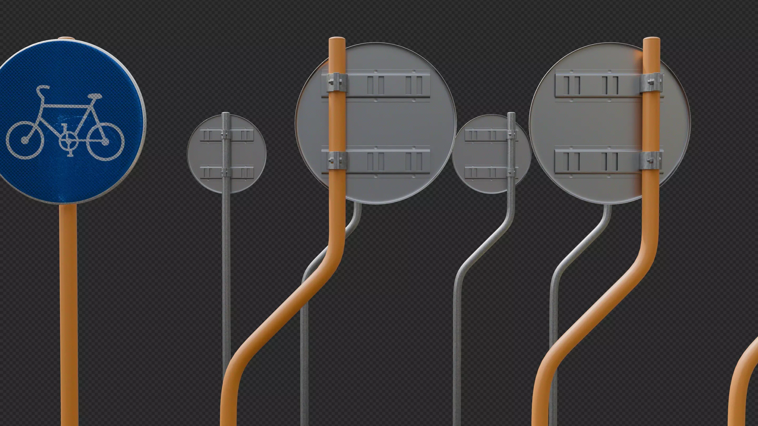 Tokyo Road Sign Cycle Low-poly 3D model_16