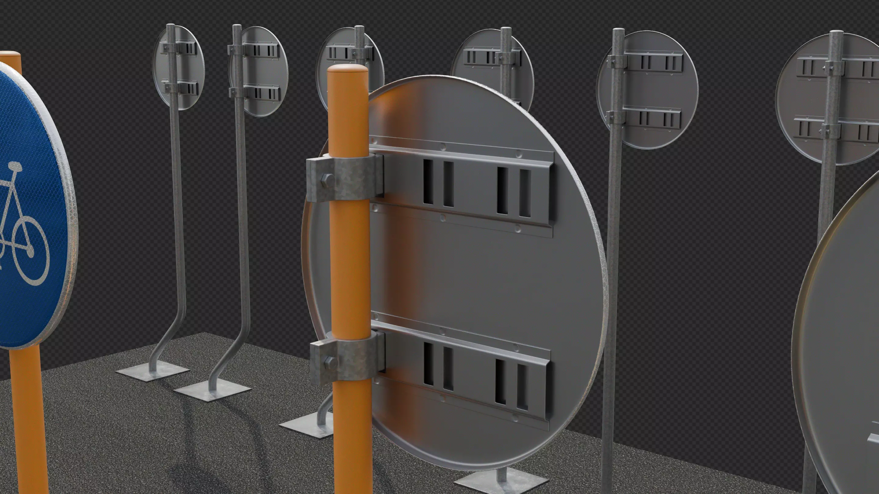 Tokyo Road Sign Cycle Low-poly 3D model_12