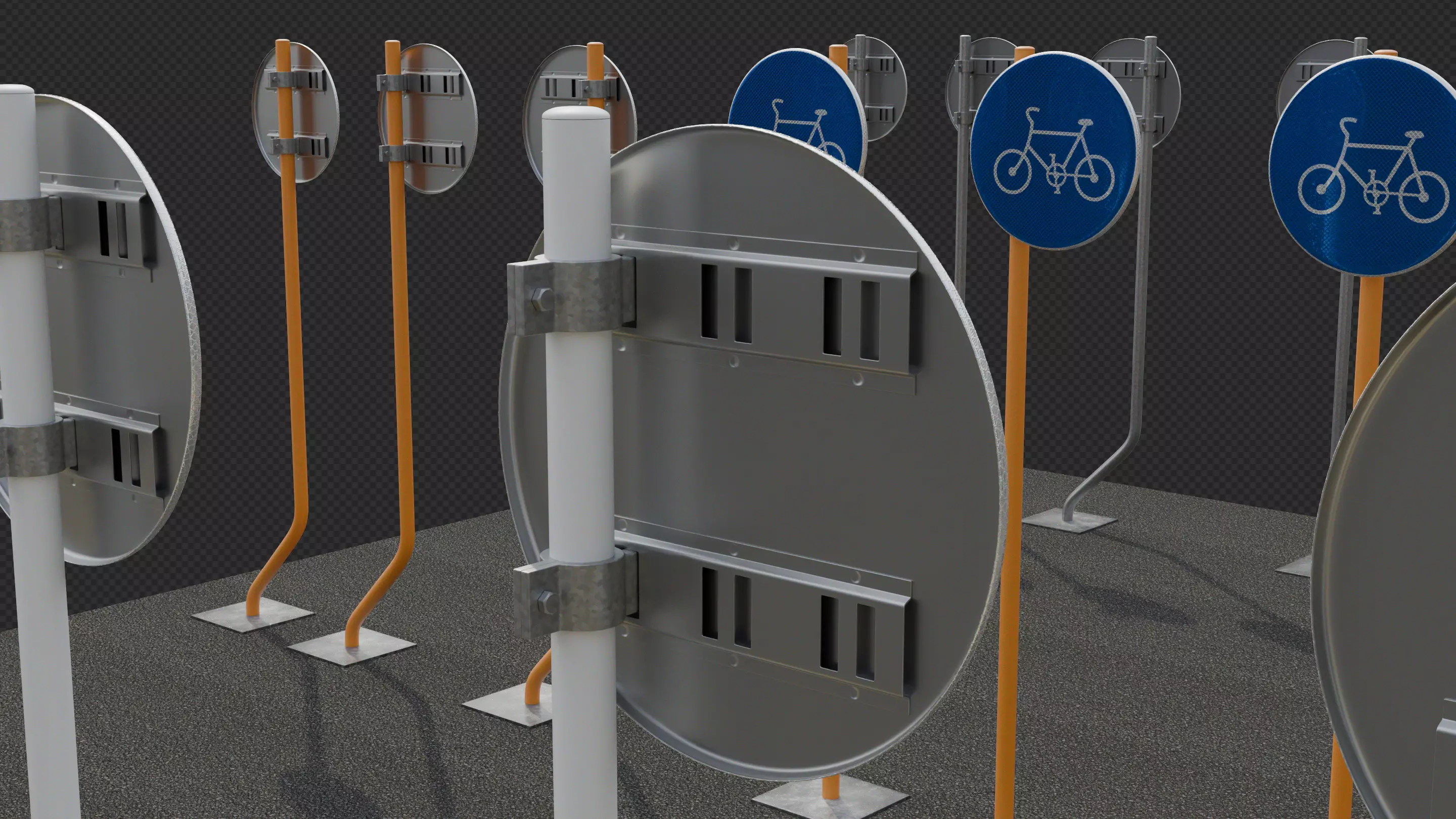 Tokyo Road Sign Cycle Low-poly 3D model_22