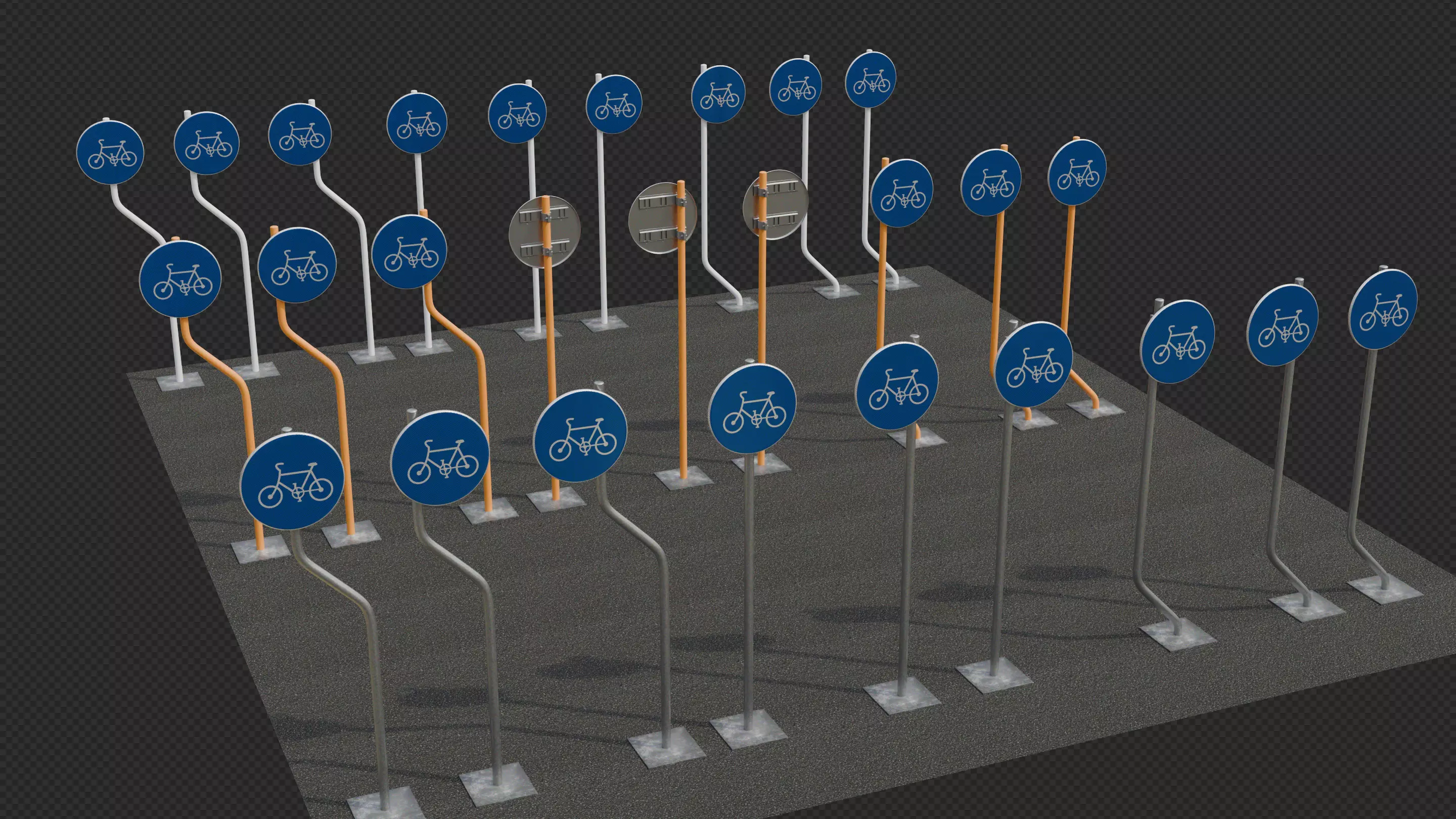 Tokyo Road Sign Cycle Low-poly 3D model_0