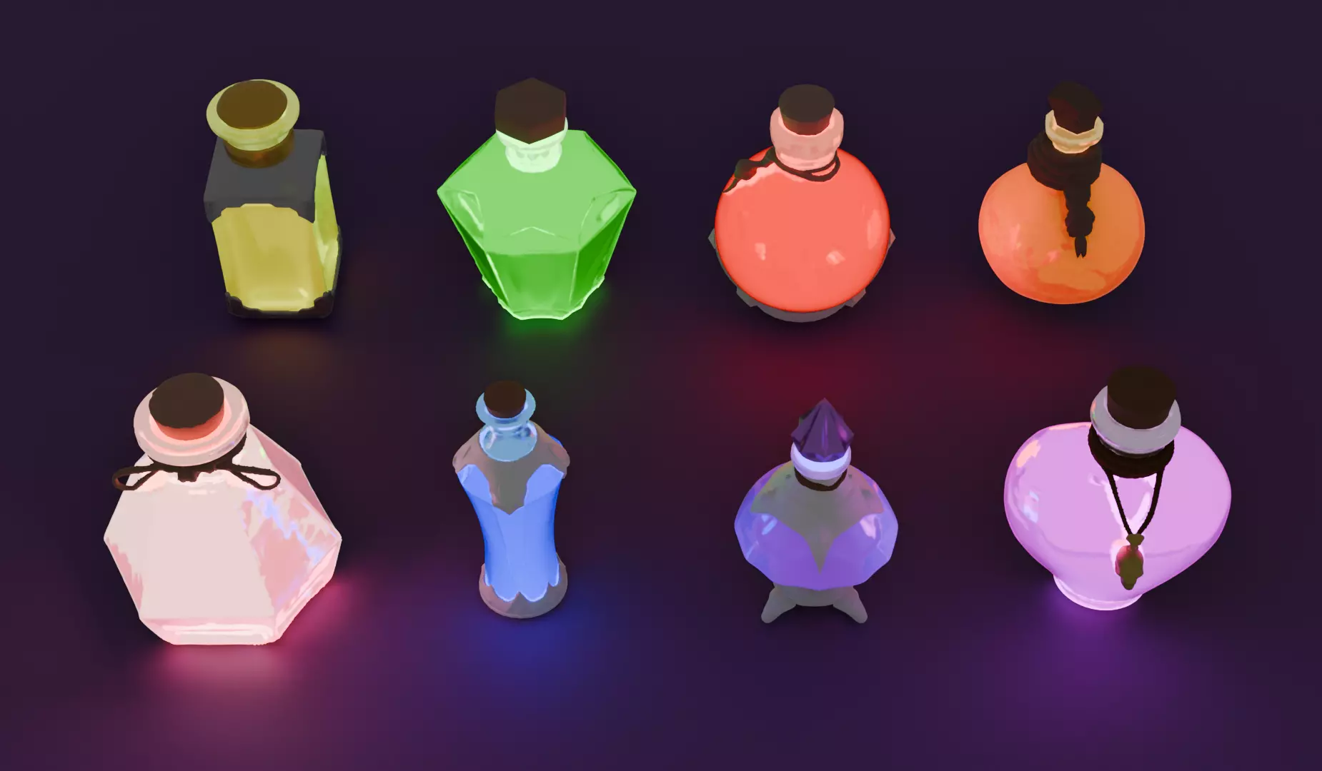 Magic potion collection Low-poly 3D model_3