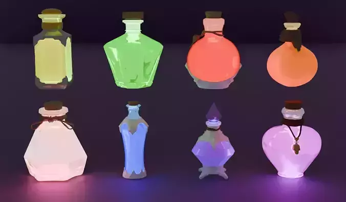 Magic potion collection Low-poly 3D model Magic potion collection Low-poly 3D model