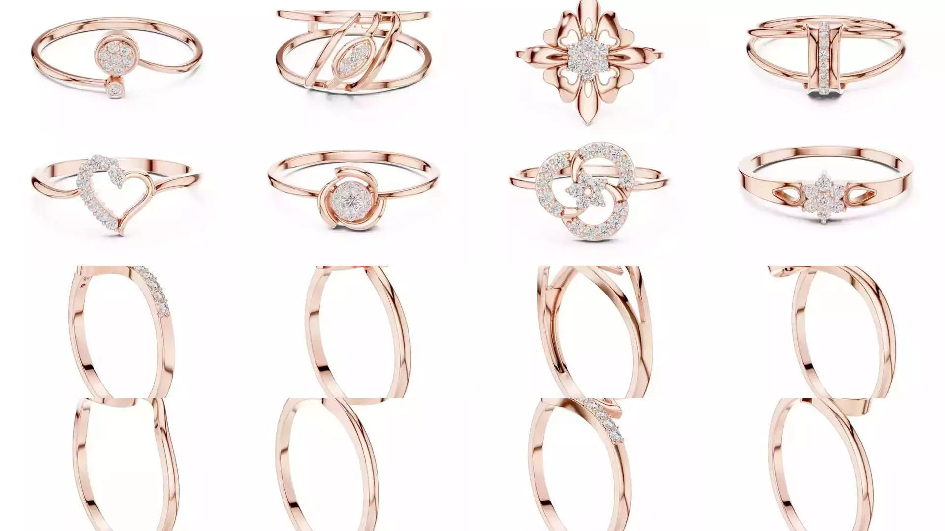 363 Cluster Woman Rings 3DM STL OBJ FBX with 3 COLOR Video 3D Model Collection_17