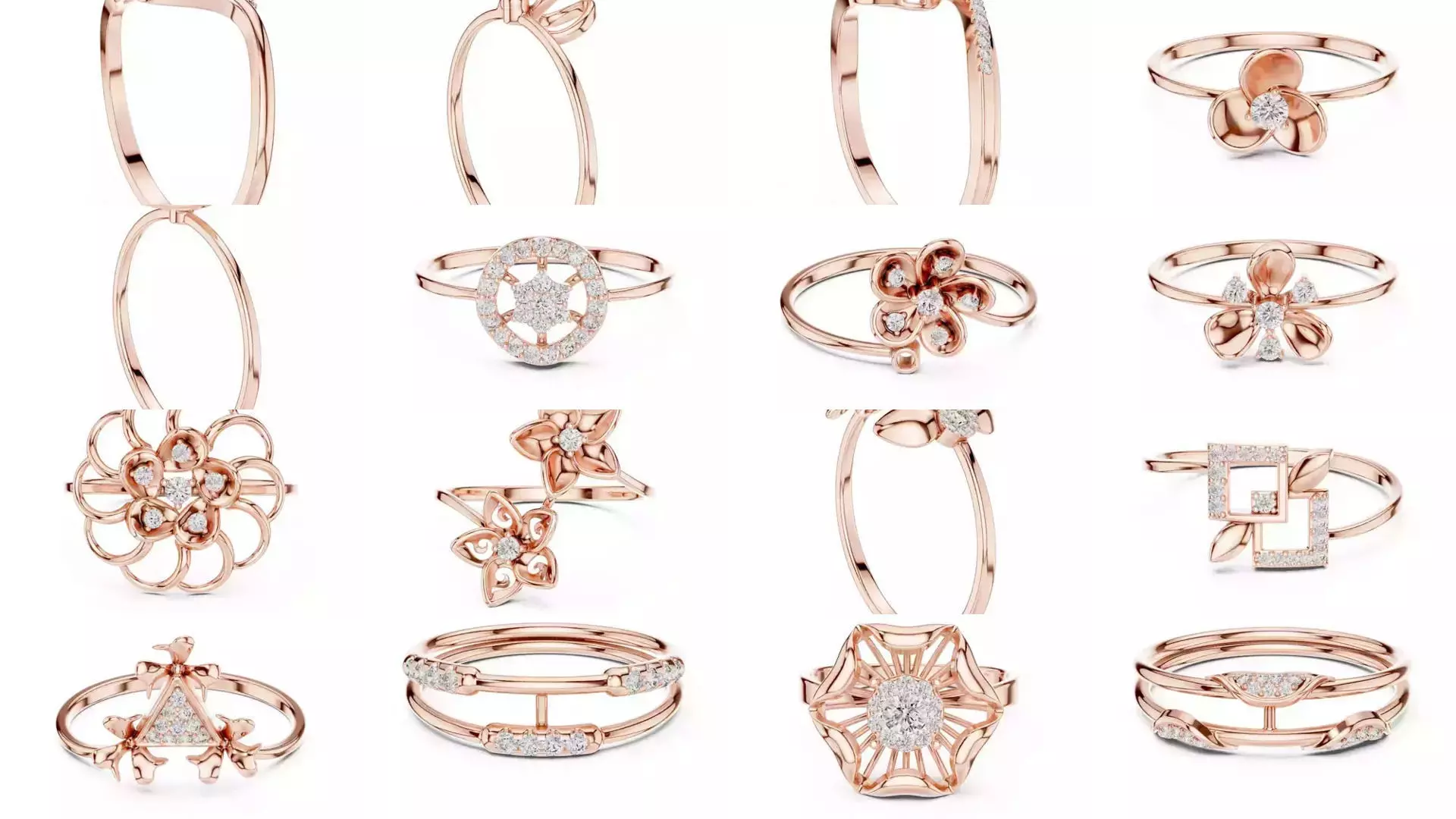 363 Cluster Woman Rings 3DM STL OBJ FBX with 3 COLOR Video 3D Model Collection_19