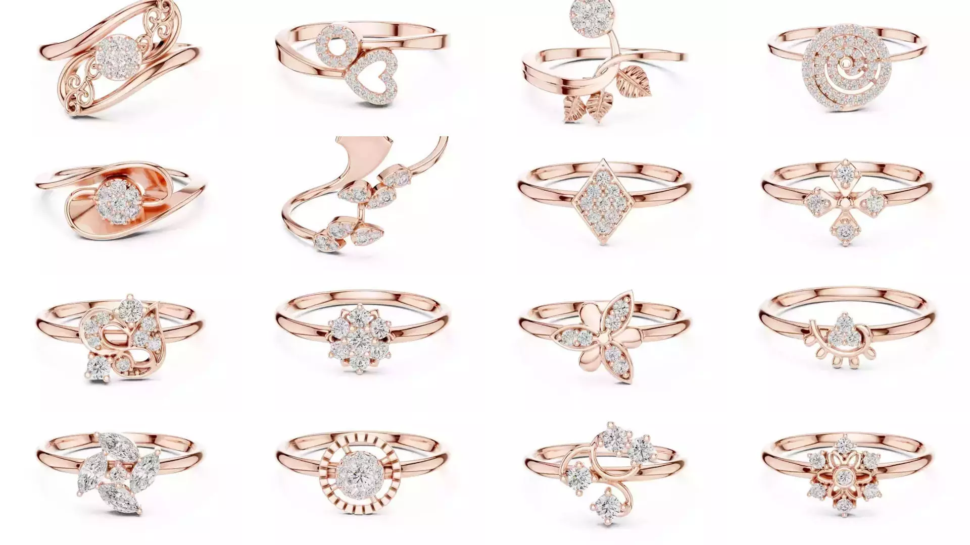 363 Cluster Woman Rings 3DM STL OBJ FBX with 3 COLOR Video 3D Model Collection_0