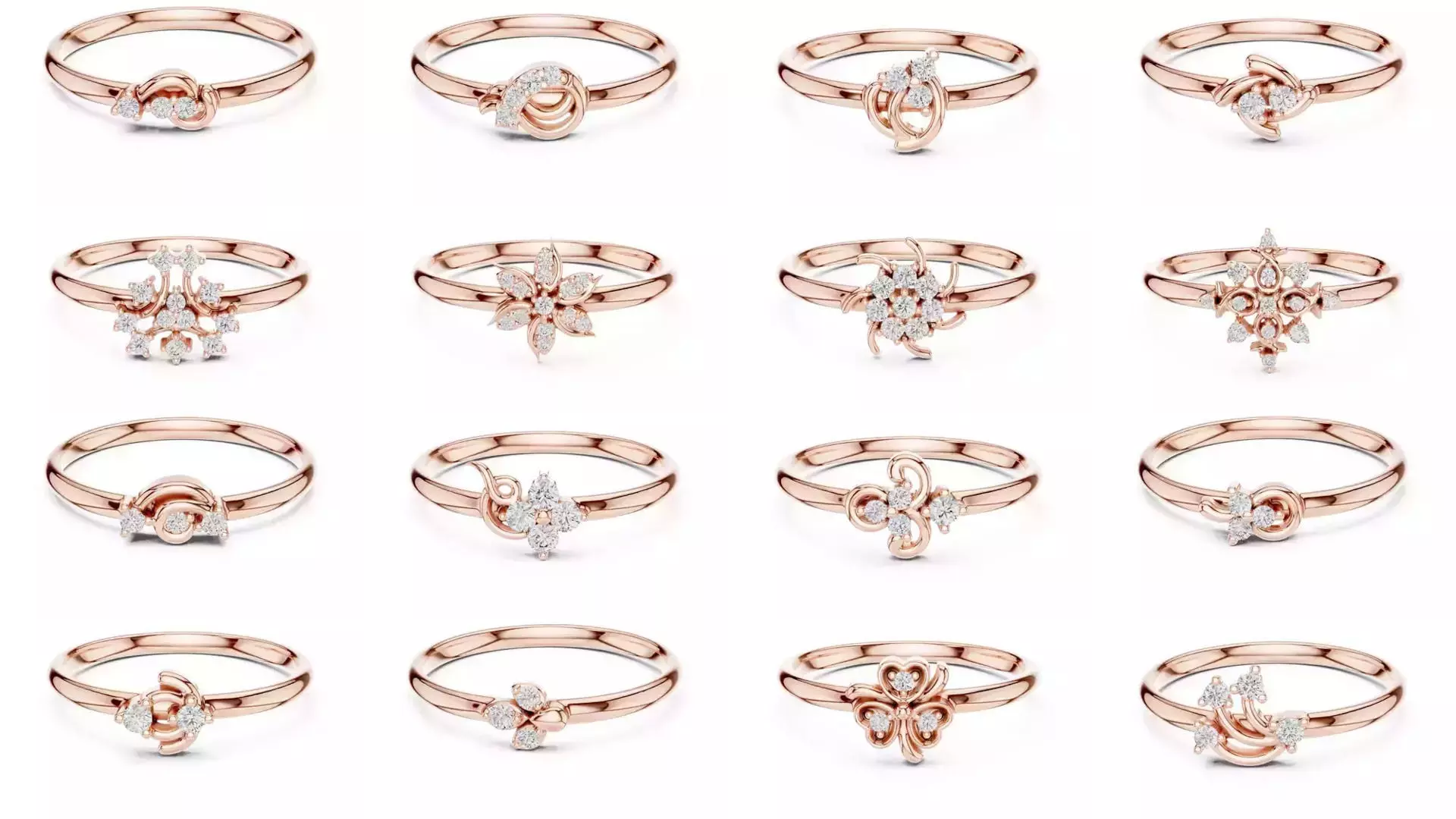 363 Cluster Woman Rings 3DM STL OBJ FBX with 3 COLOR Video 3D Model Collection_10